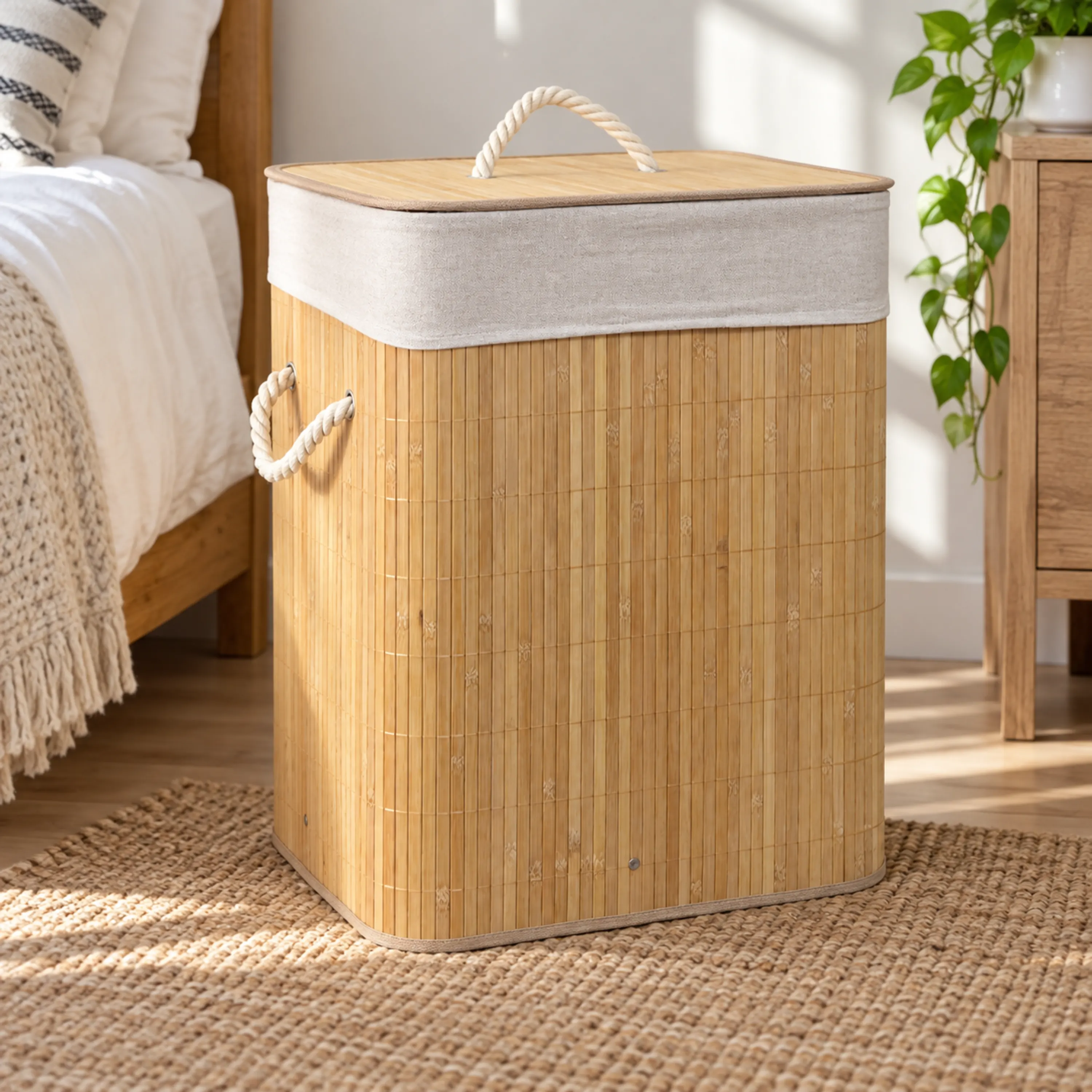 Cesto Hogar 40x30x50cm Bambú Madera