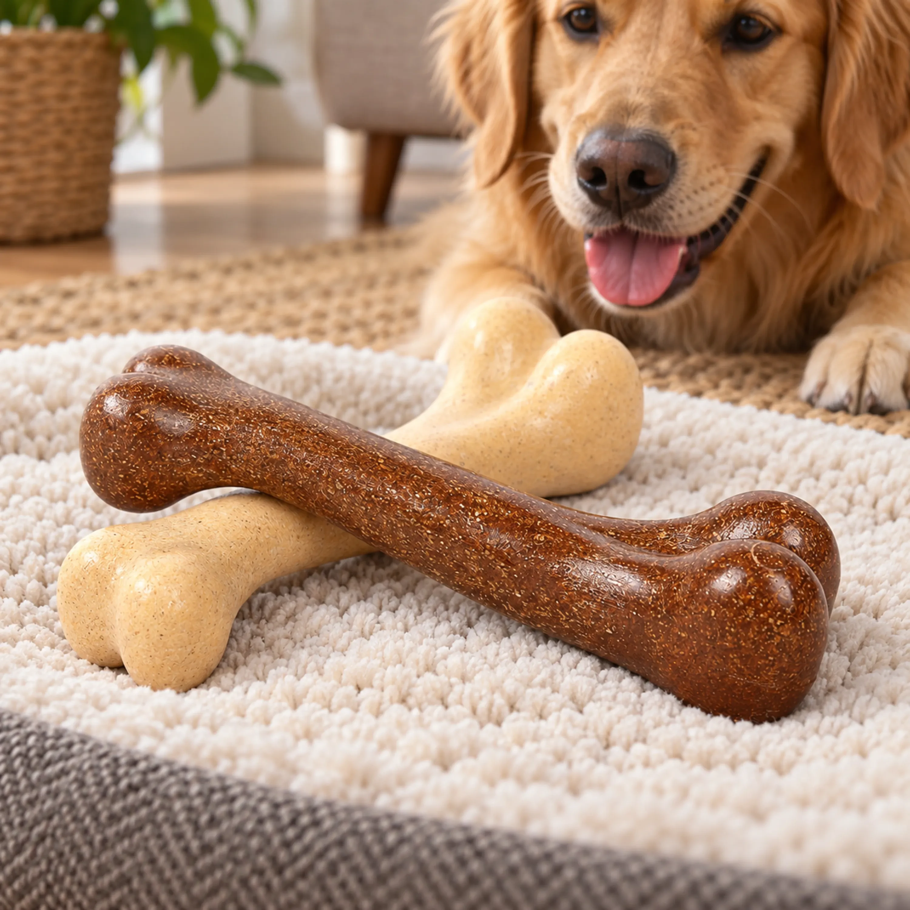 Varios Tamaños Hueso Simulado Mordedor con Sabor a Carne para Perros de Plástico + Madera Surtido image 1