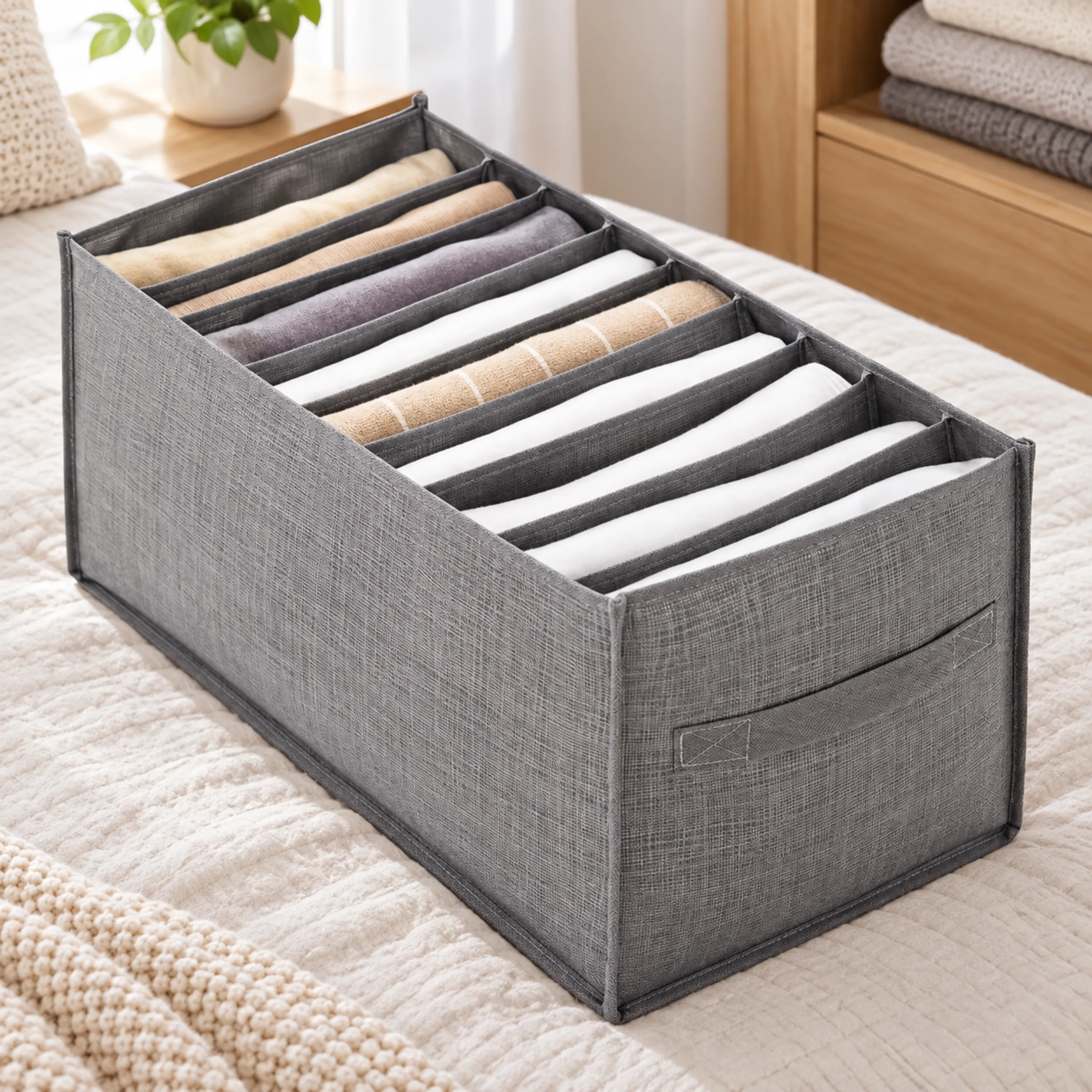 Organizador Armario 45x25x22cm Poliéster Gris image 1