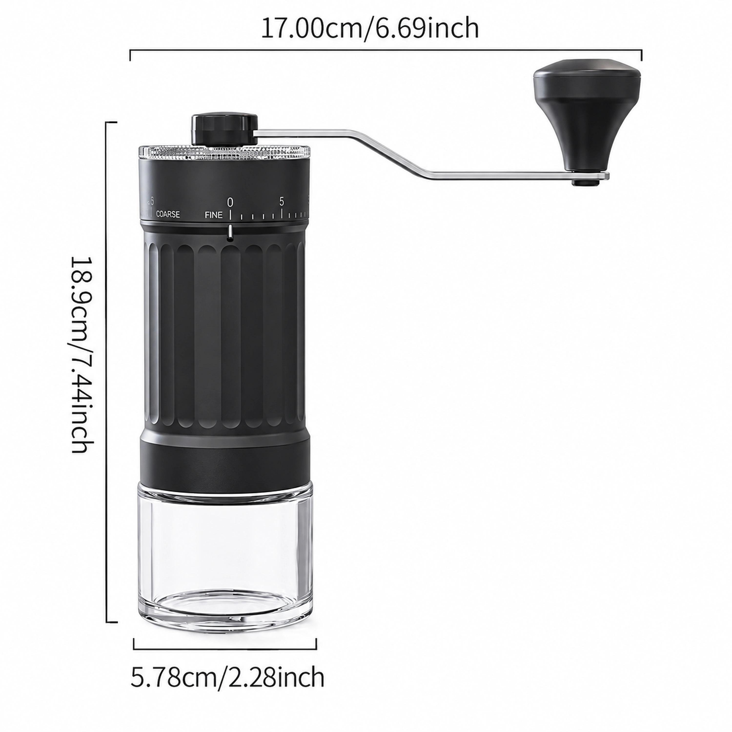 Molinillo de Café Manual 5.8 × 5.8 × 18.9 CM de Plástico para Moler Café