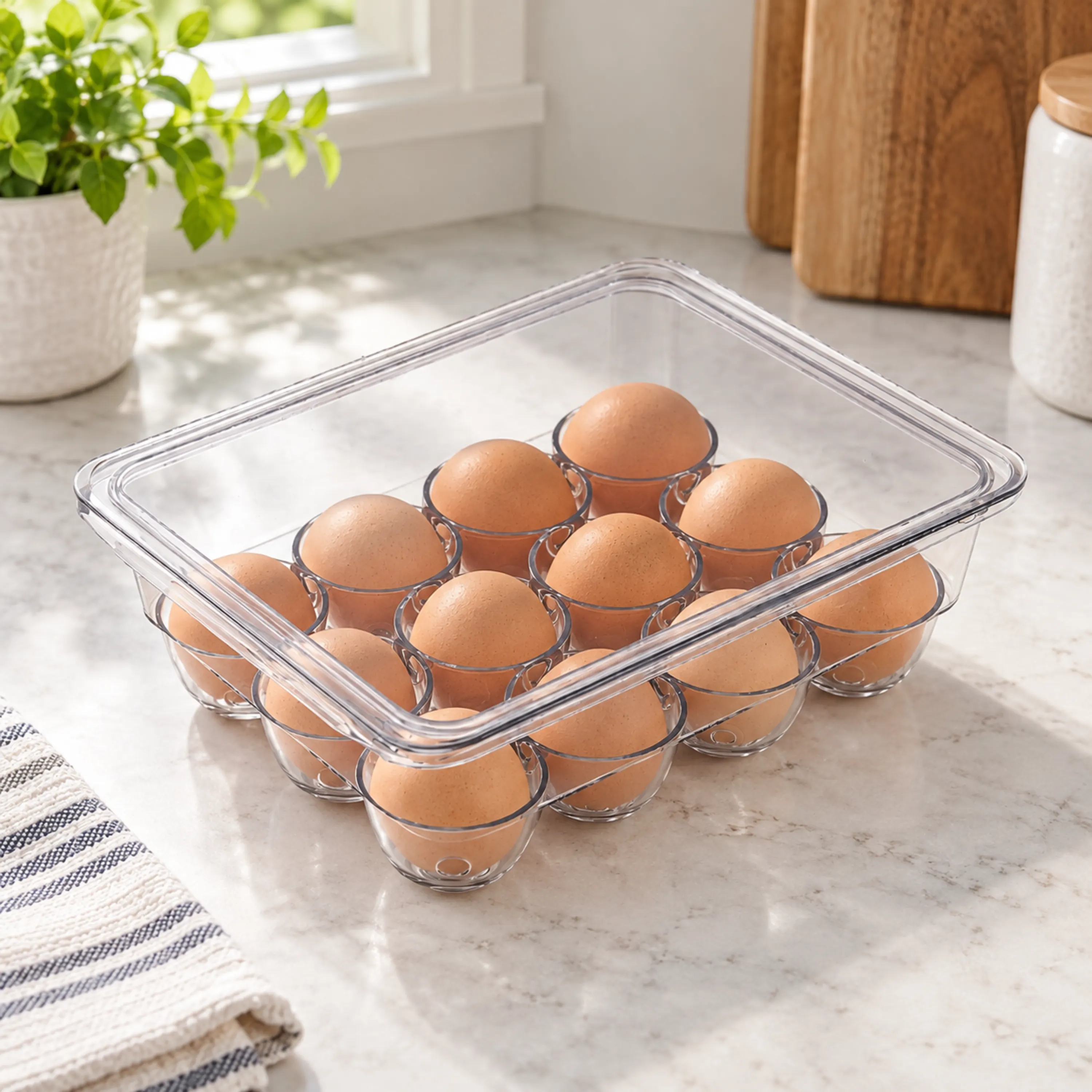 Organizador Huevos Refrigerador 22x17x8cm Plástico Transparente