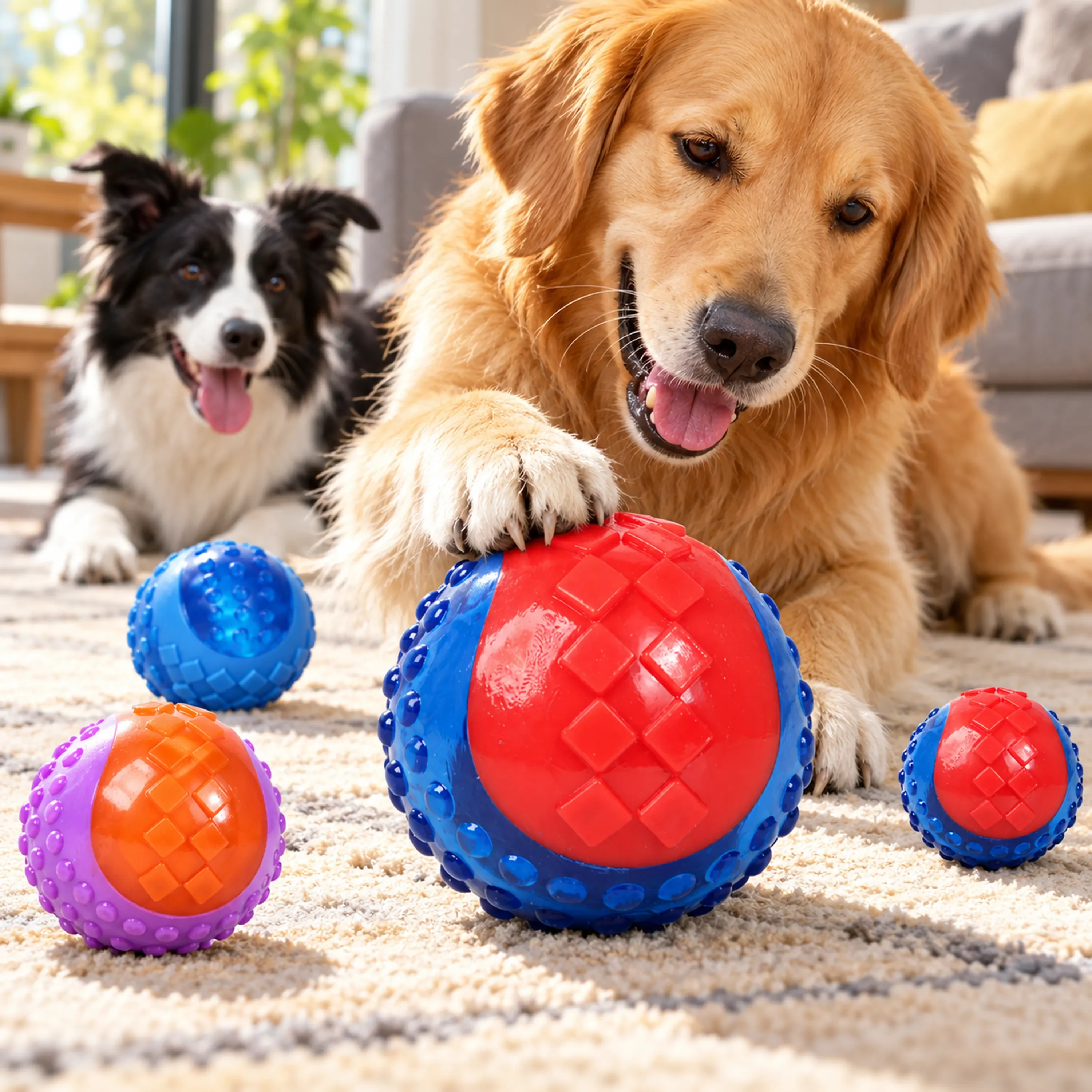 Juguete Mordedor Pelota para Perros 6.5cm de Plástico Luminoso Surtido