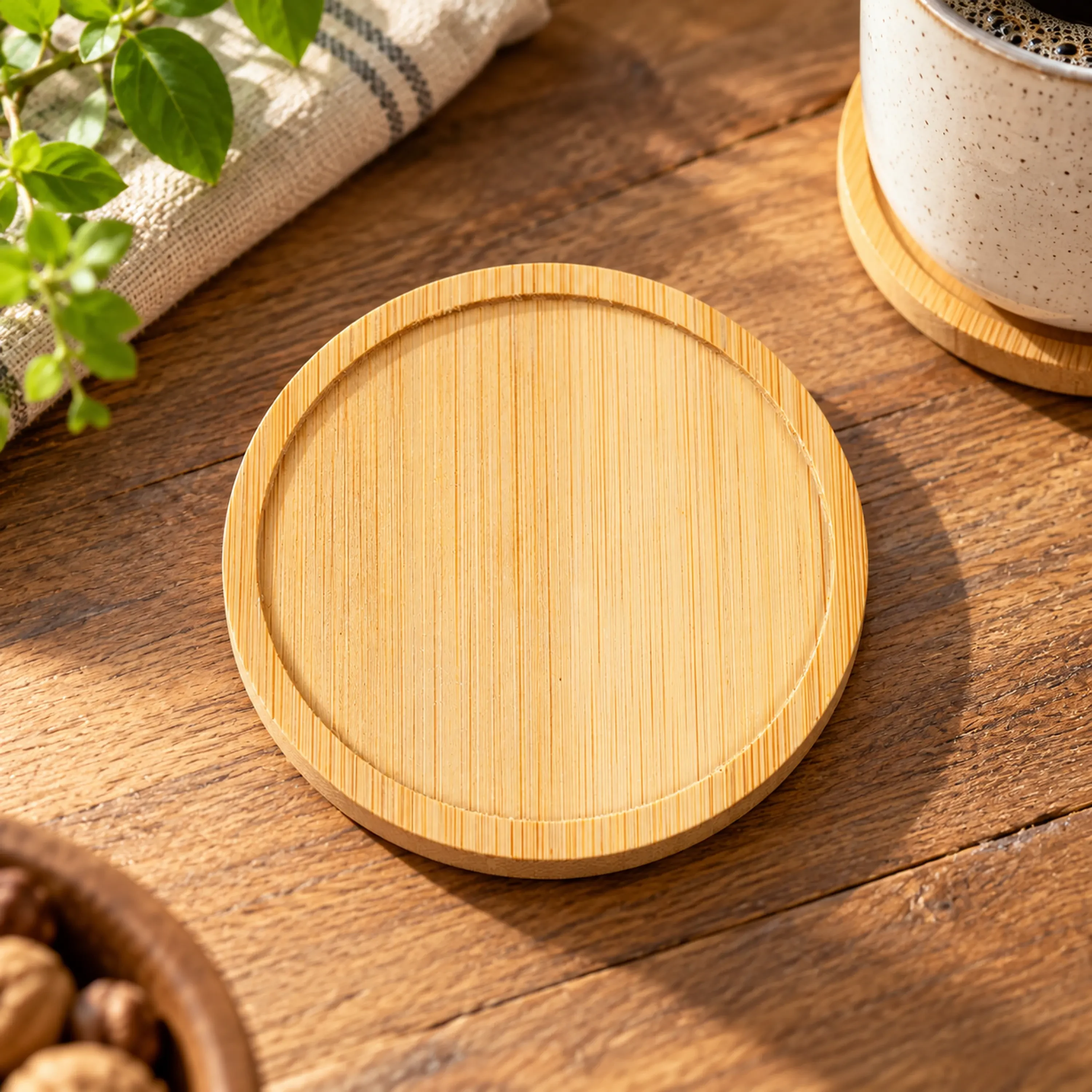 Posavasos Redondo Térmico 9.5*9.5cm de Bambú Color Madera Natural