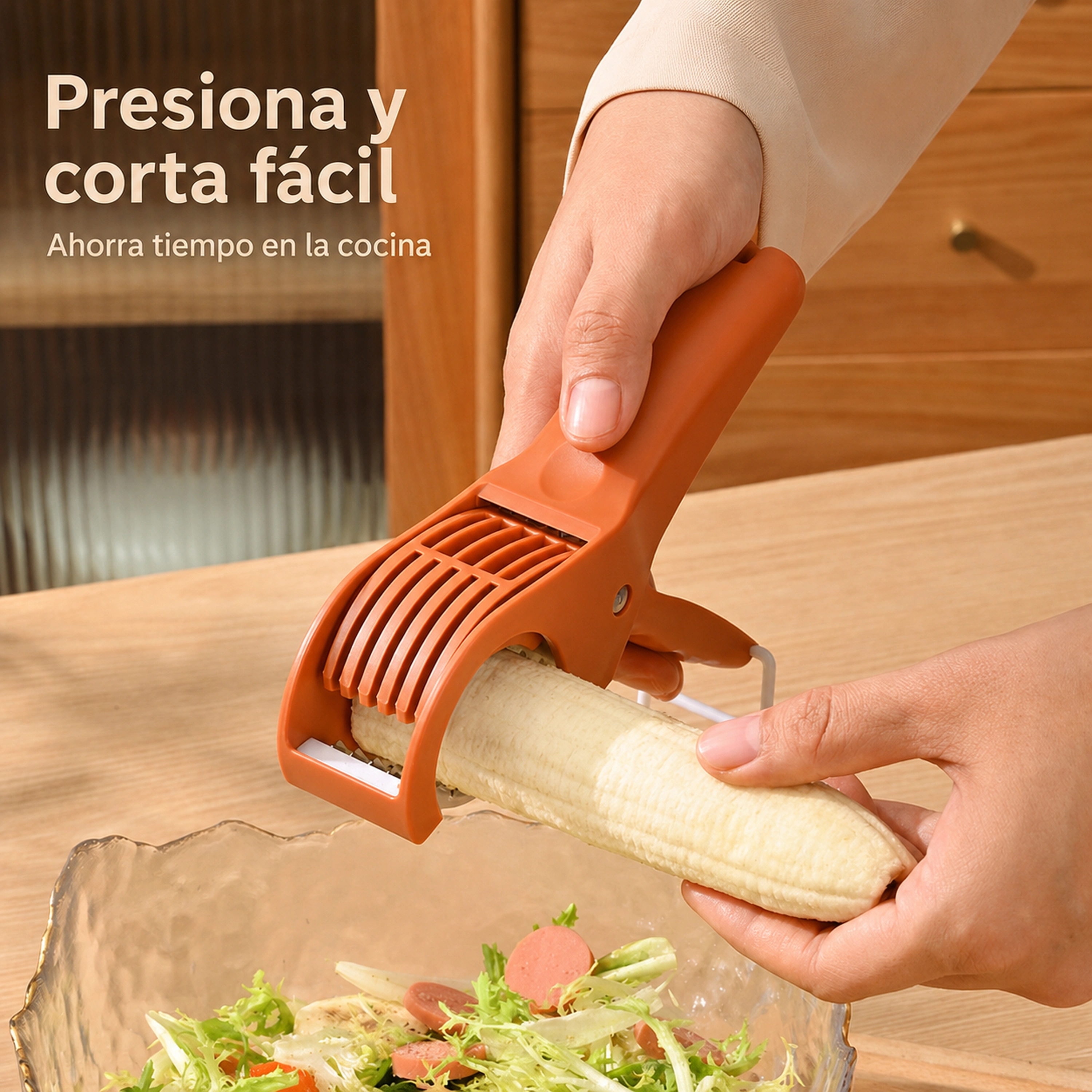 Cortador de frutas y verduras de acero inoxidable y plástico