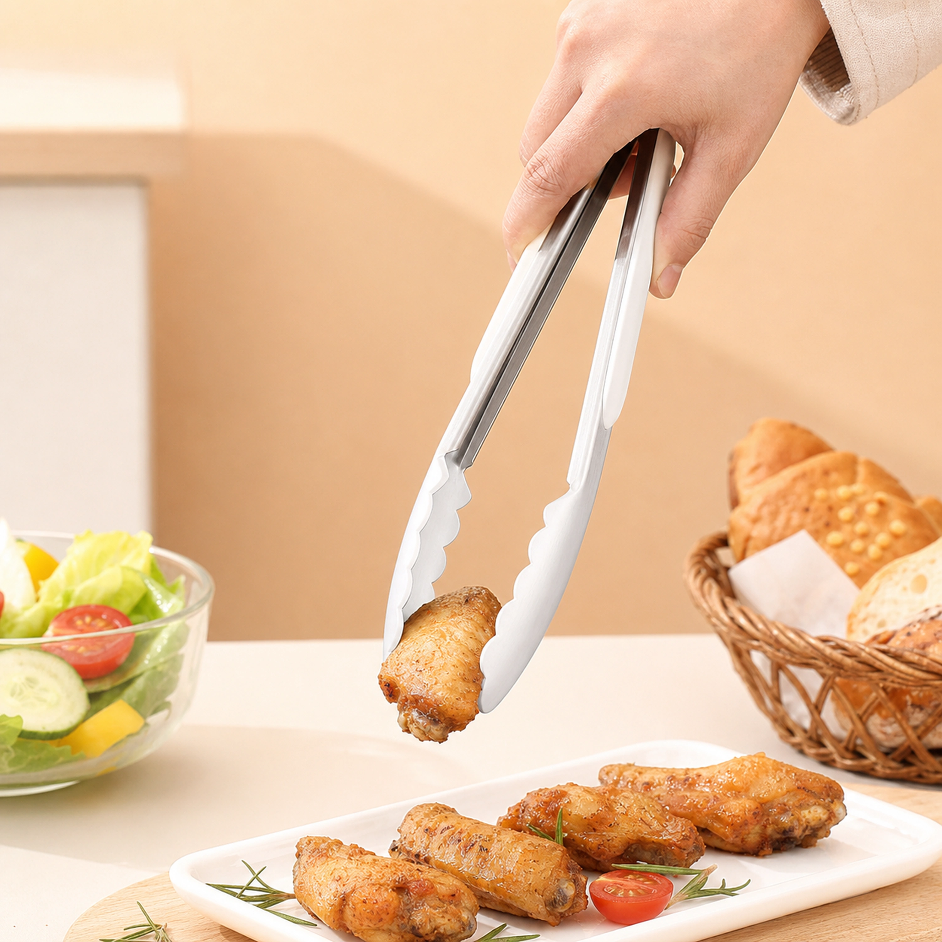 Pinzas para Alimentos de Acero Inoxidable Antideslizantes 34cm