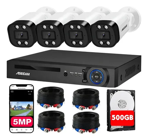 Kit de Cámaras de Seguridad 5MP, Vigilancia para Hogar y Negocio