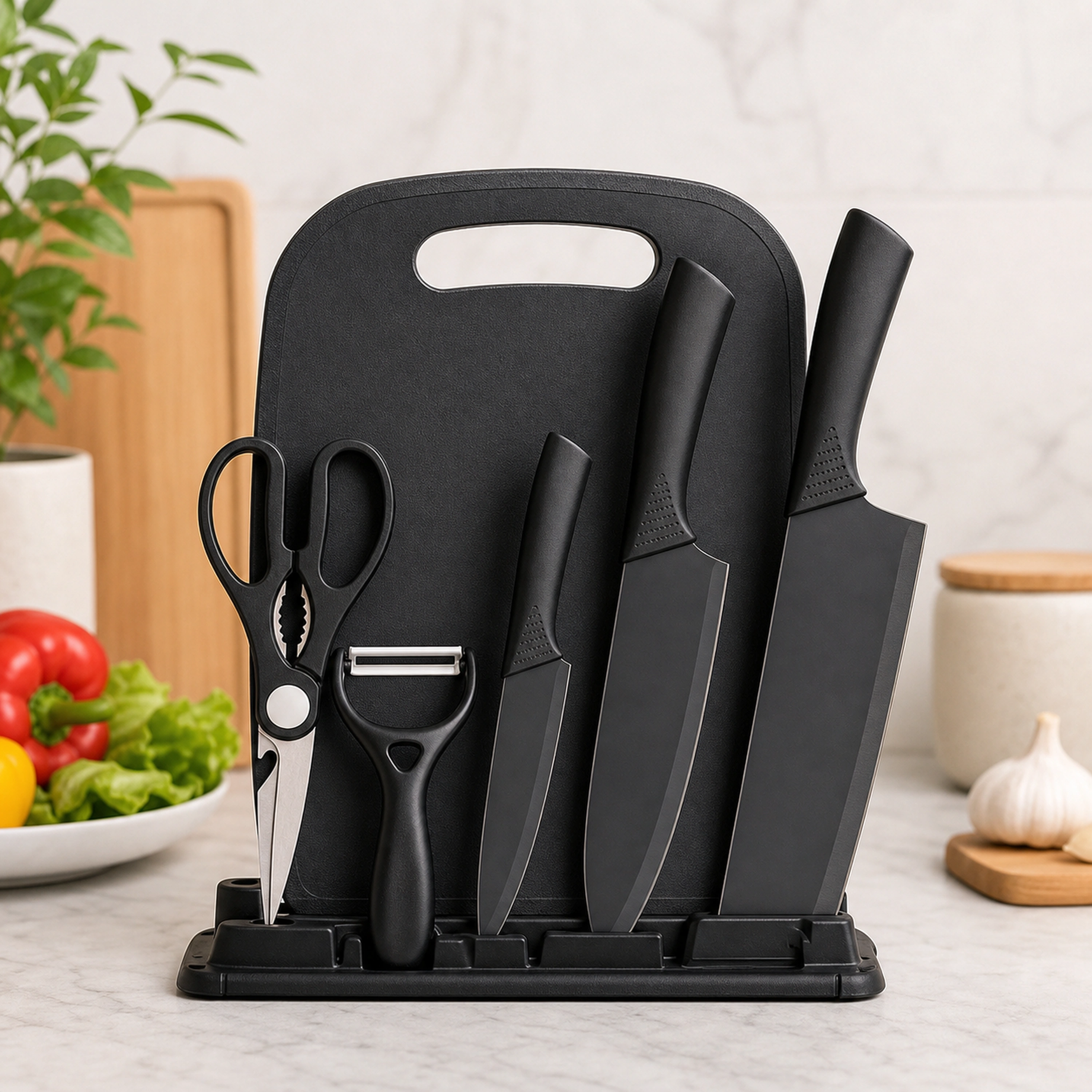 Set de 7 Cuchillos de Cocina de Acero Inoxidable
