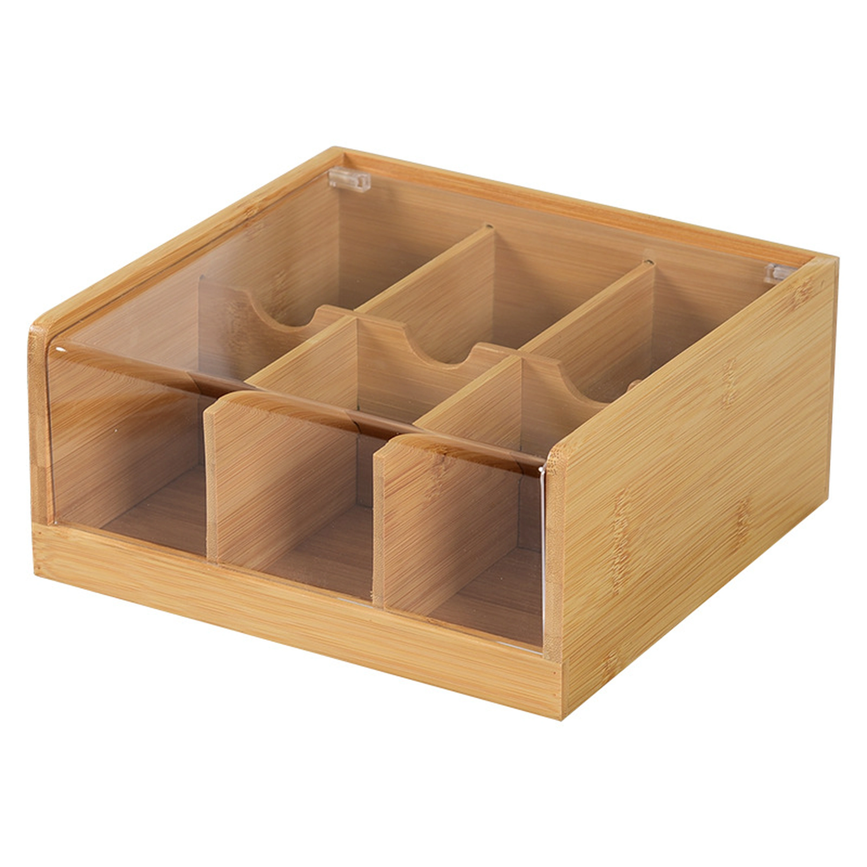 Caja Organizadora de Té de Madera y Acrilico 22x20.8x10cm image 1