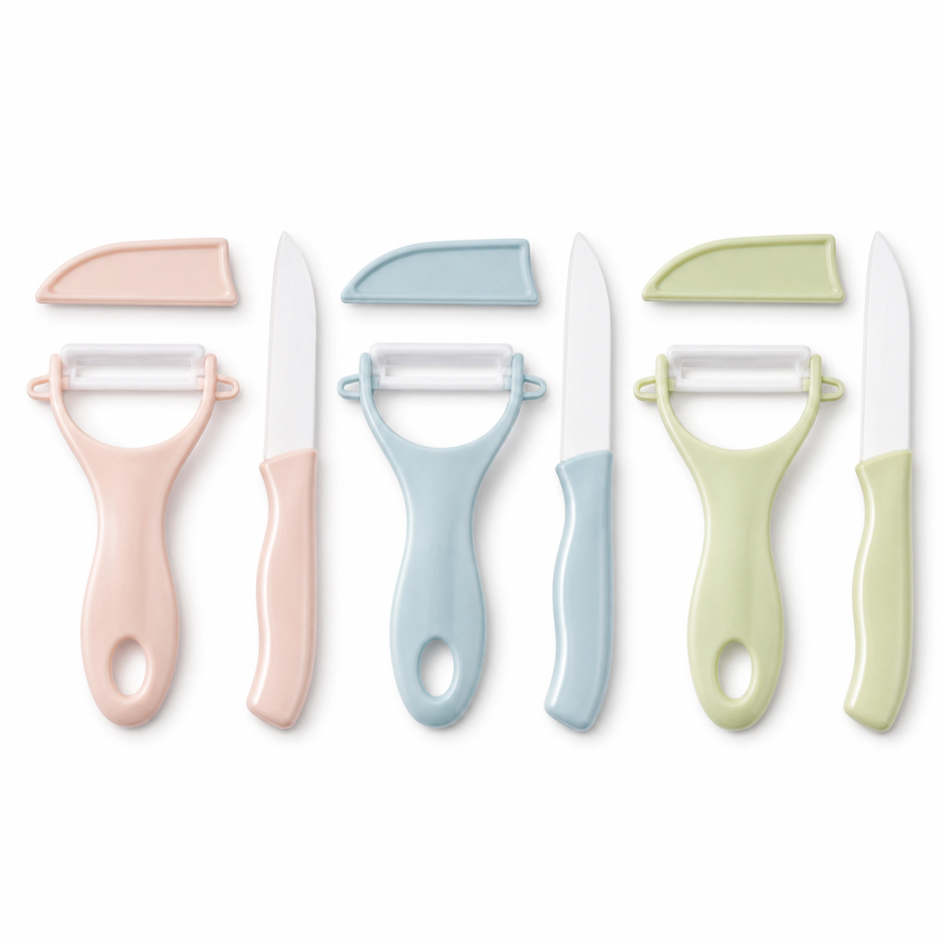 Set de cuchillos y pelador de cerámica de zirconio, mini