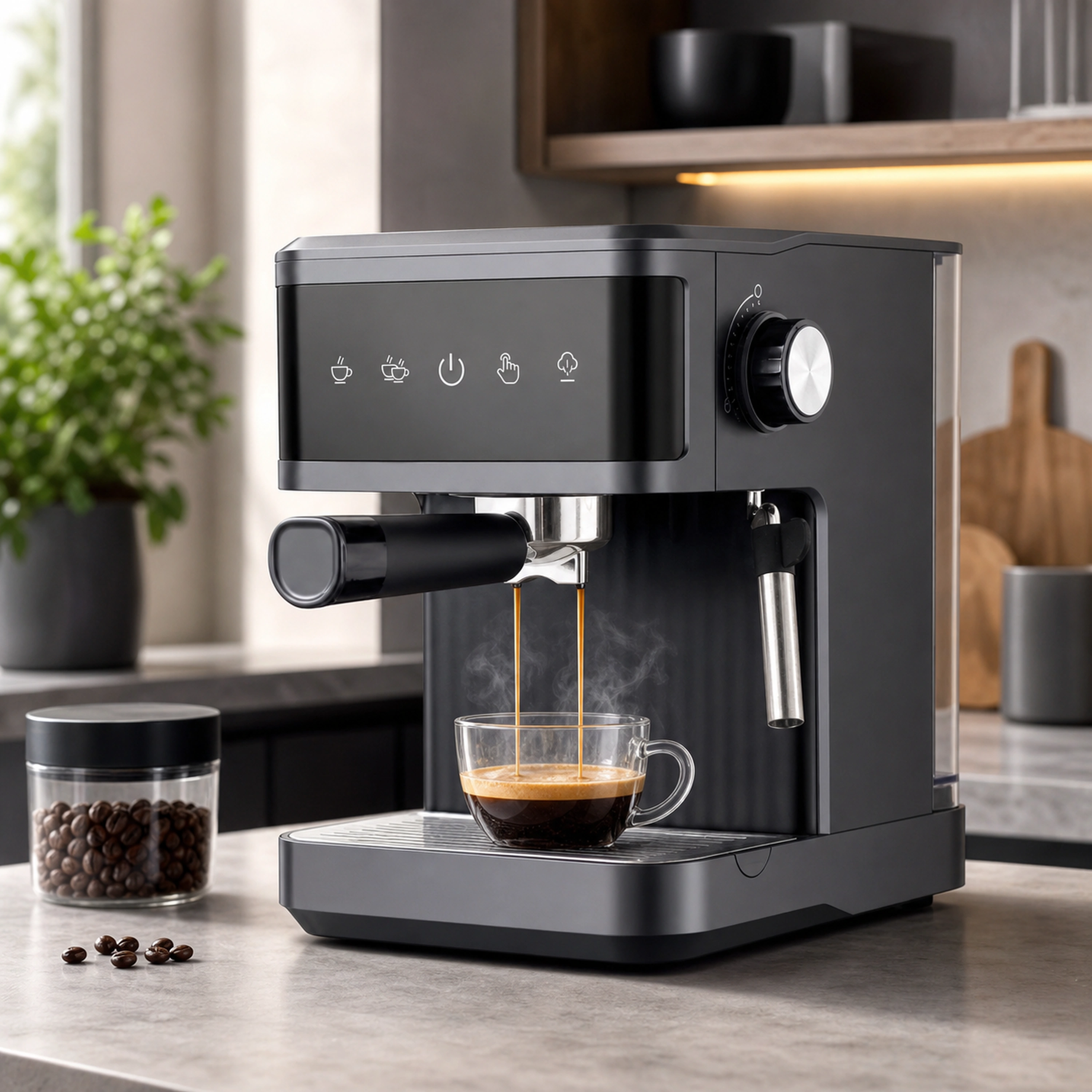 Cafetera Espresso Semiautomática 20 Bar con Espumador de Leche