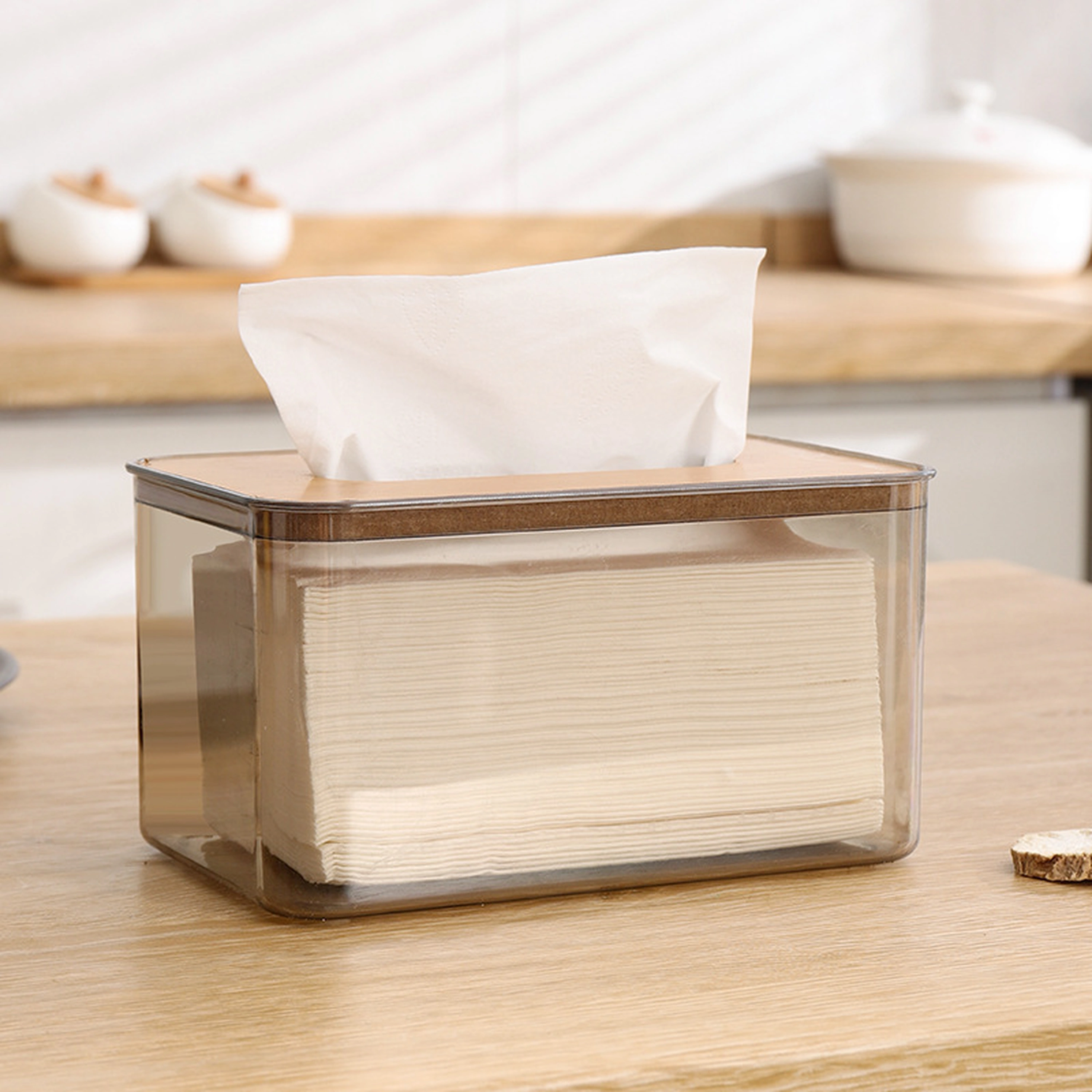 Caja para Servilletas de Plastico Transparente 18.5x11.5x10.5cm