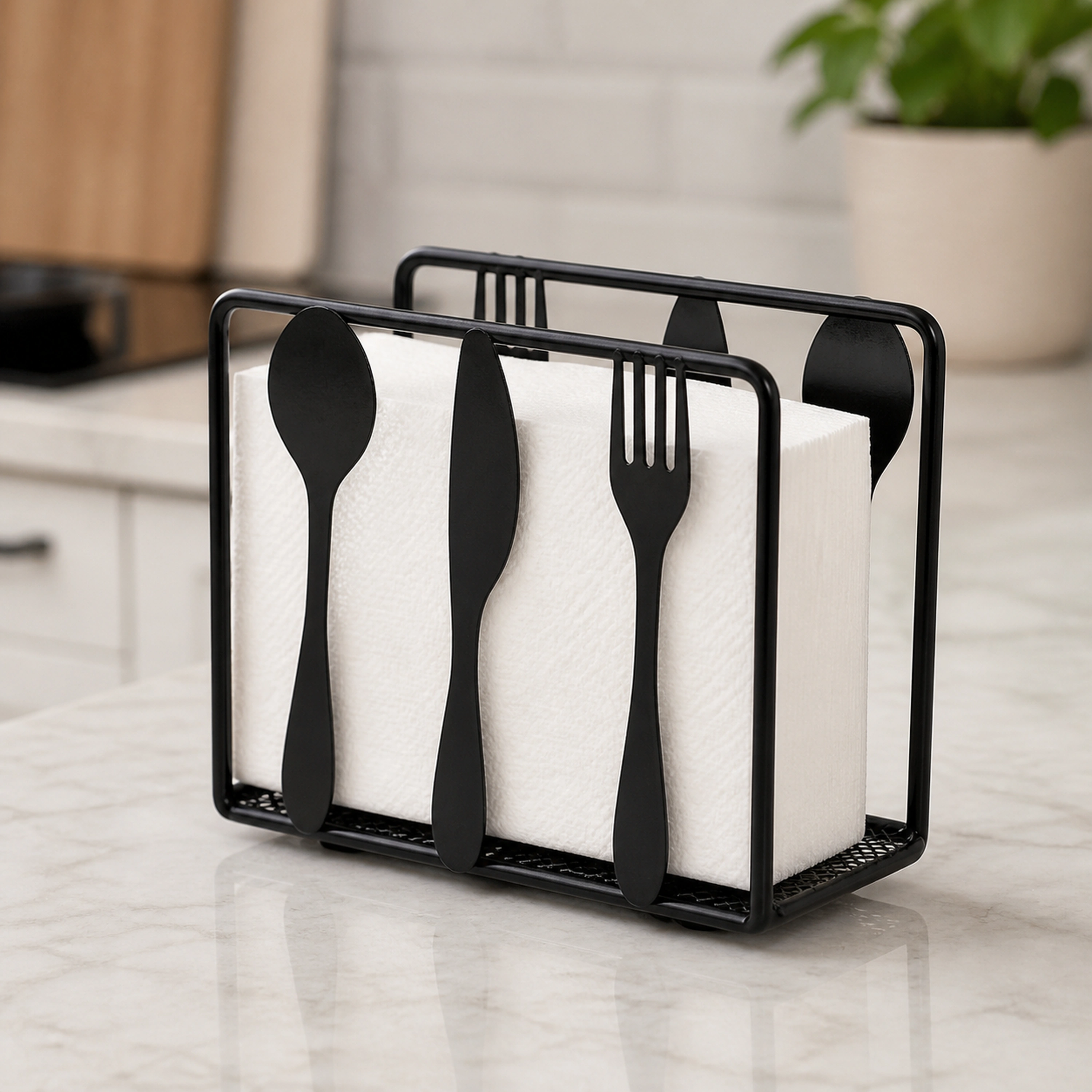 Portaservilletas de Hierro Cuadrado para Cocina 12x4.5x10cm
