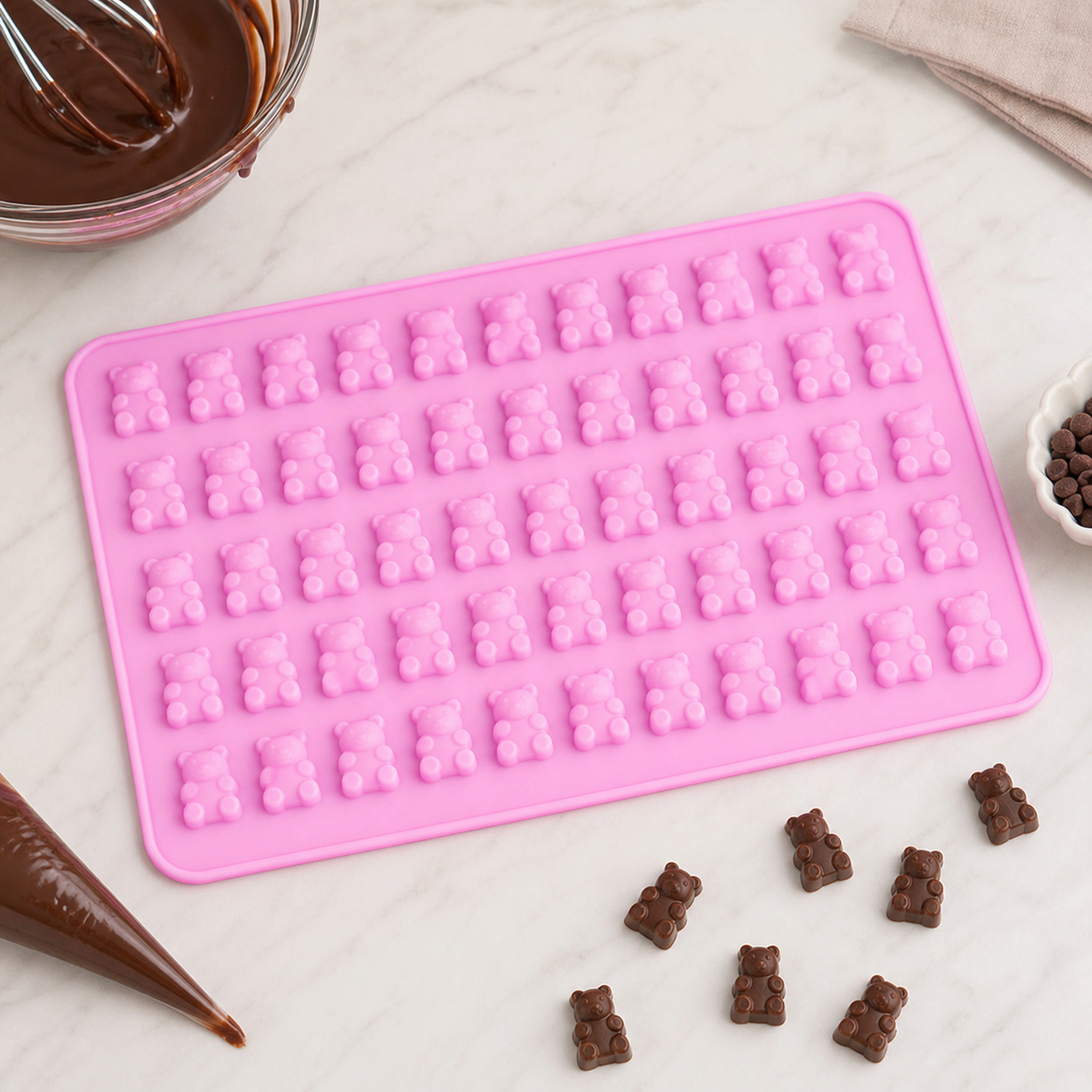 Molde de Silicona para Chocolate Oso 50 Cavidades 18.7x13.7cm