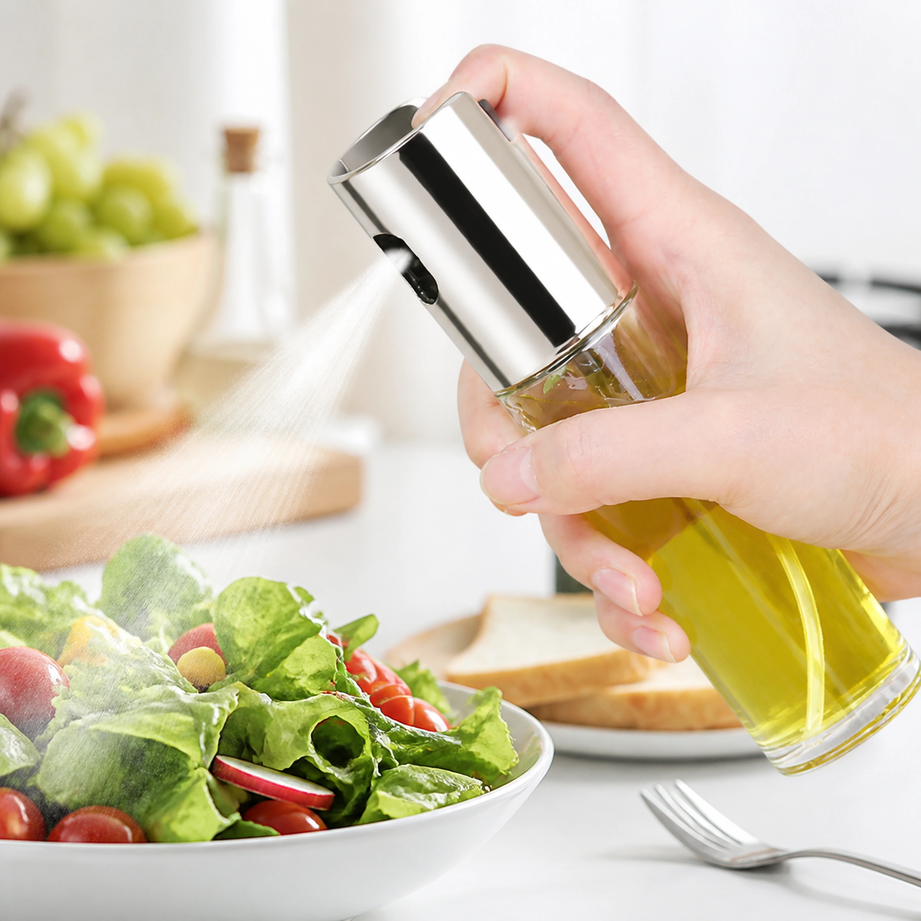 Aceitera spray vidrio acero inoxidable BBQ cocina image 1
