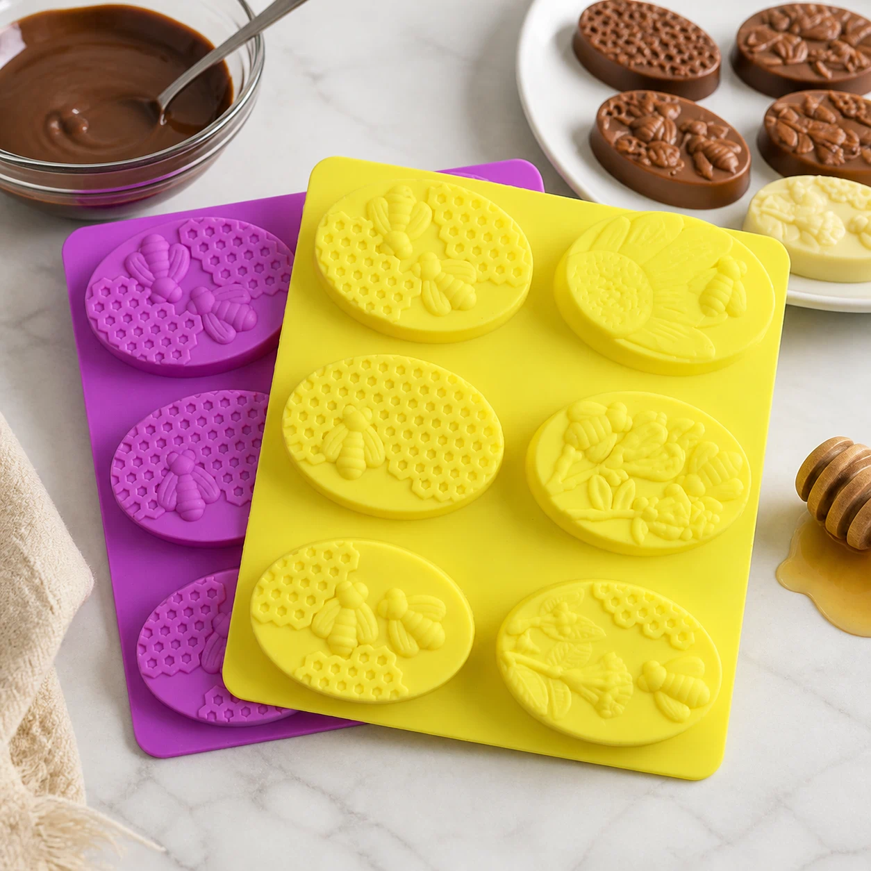 Molde de Silicona para Chocolate Abeja 6 Cavidades 21.5x20cm