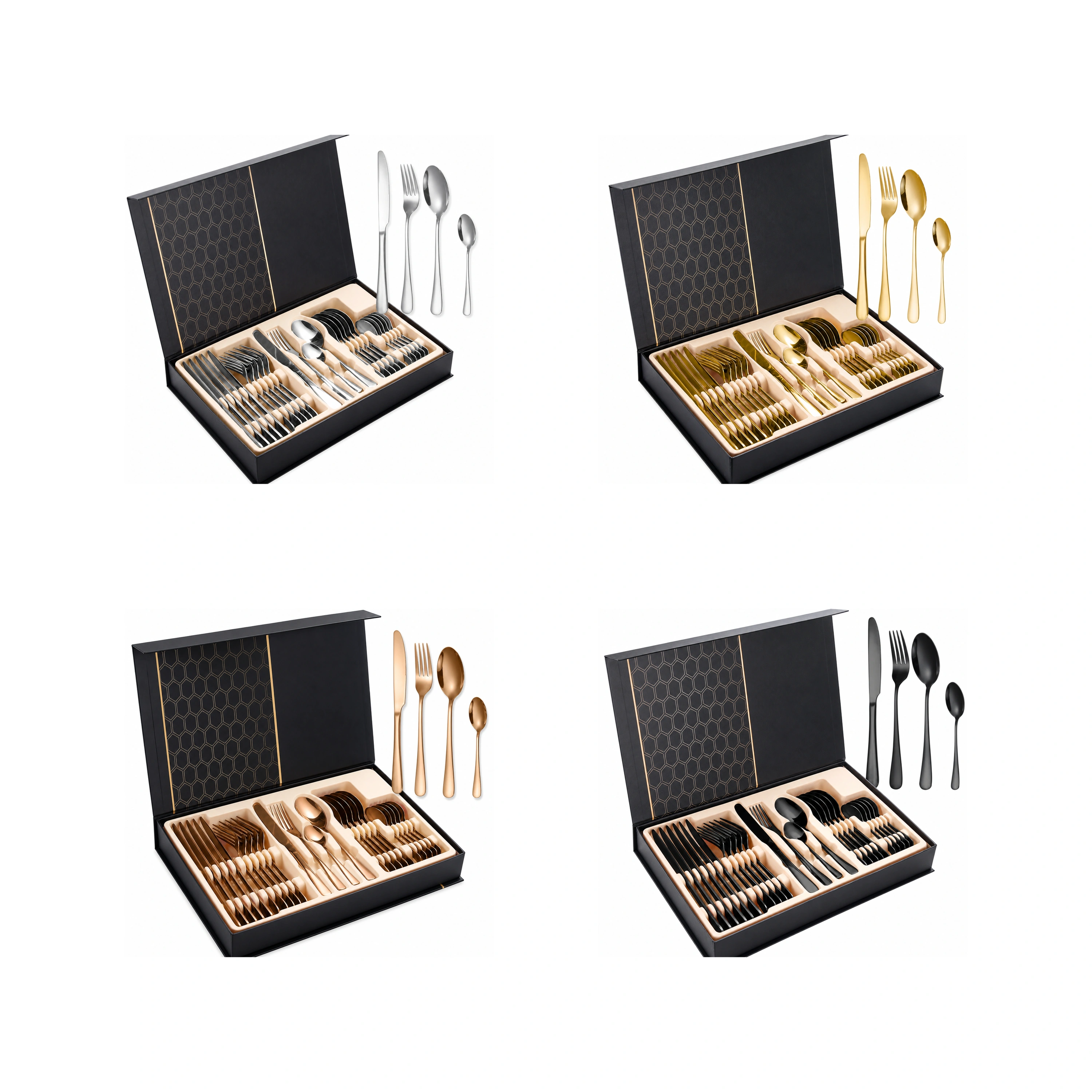 Juego de Cubiertos de Acero Inoxidable 24 Piezas Caja de Regalo