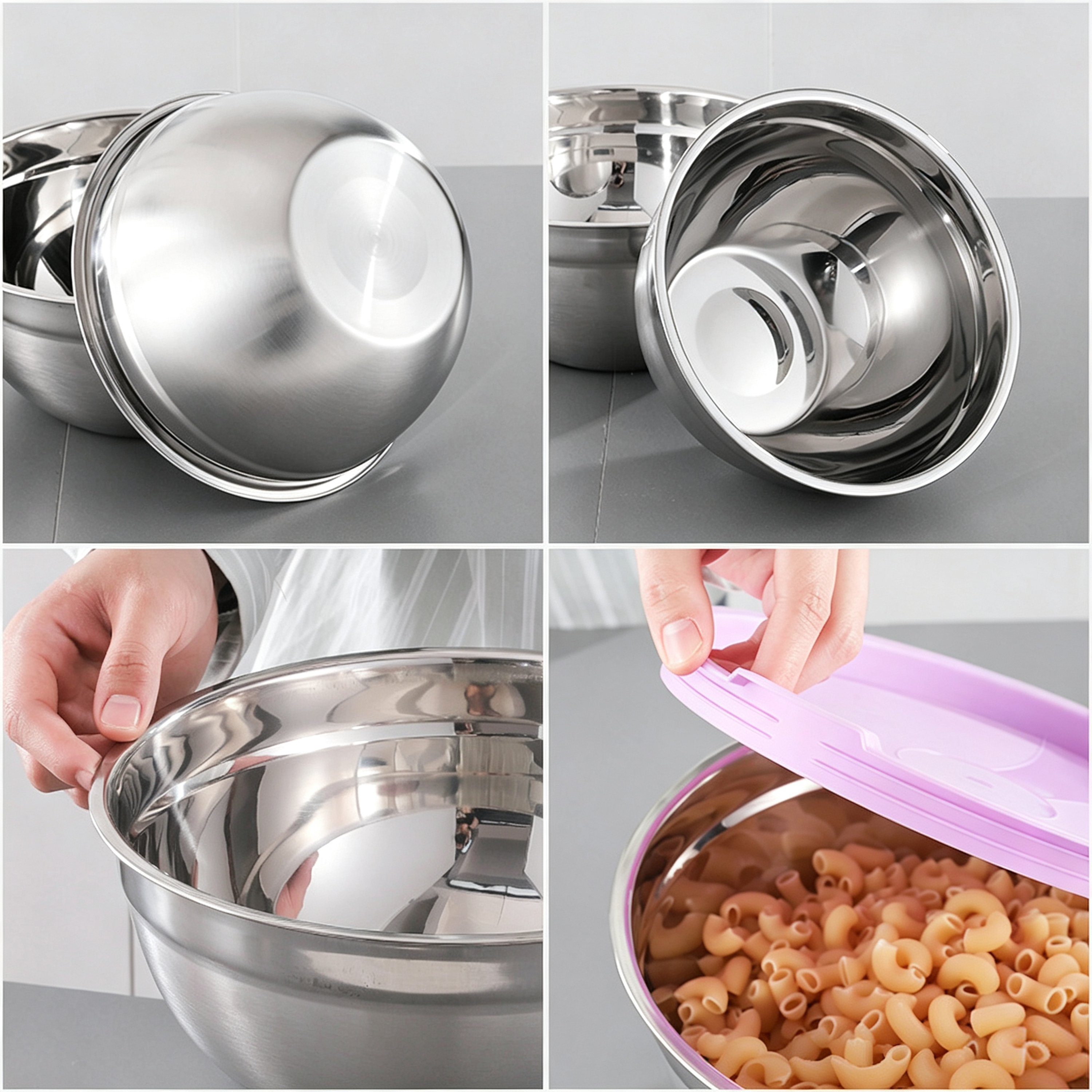 Set de Cuencos de Acero Inoxidable con Tapa