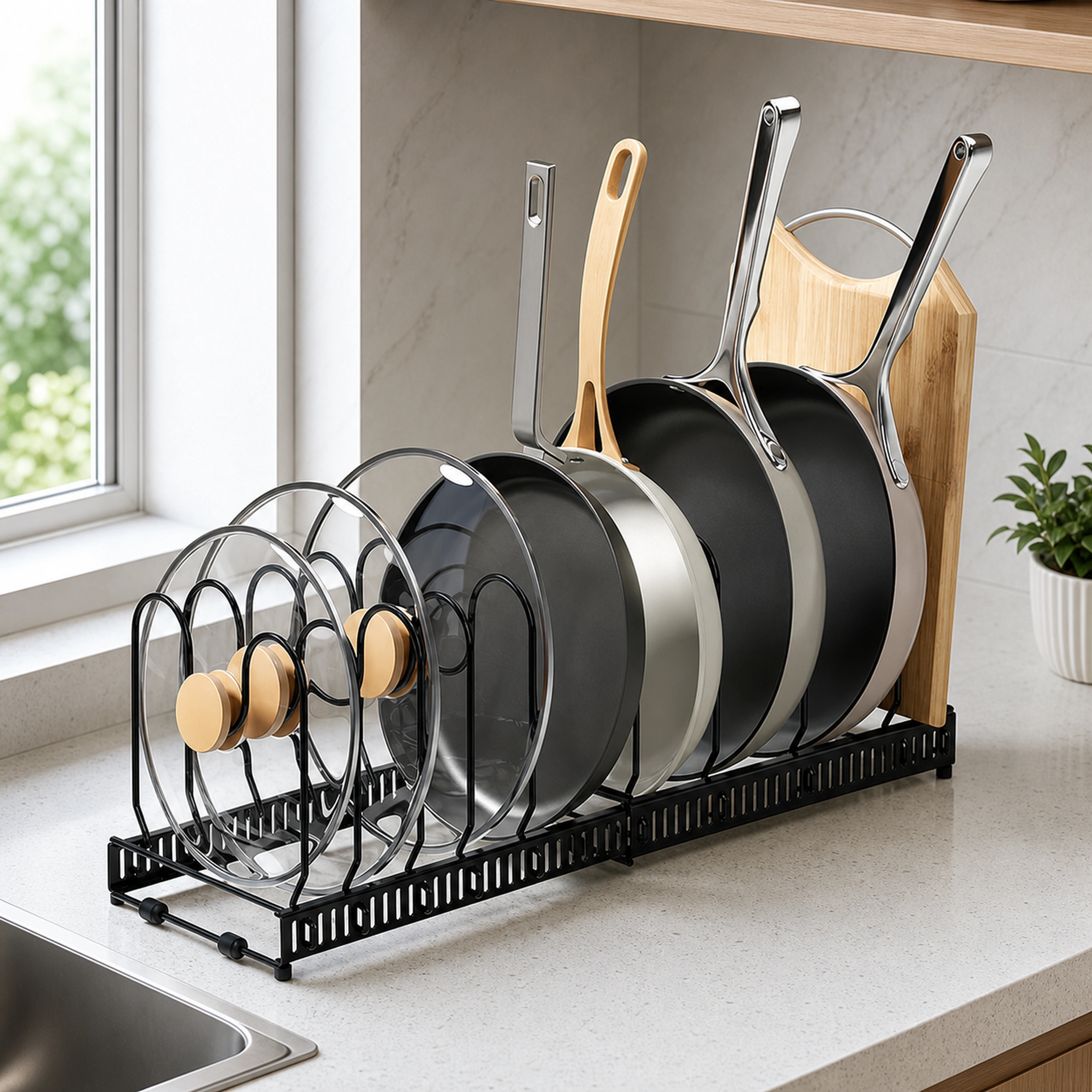 Organizador de Ollas Extensible con 10 Divisores 58x18cm