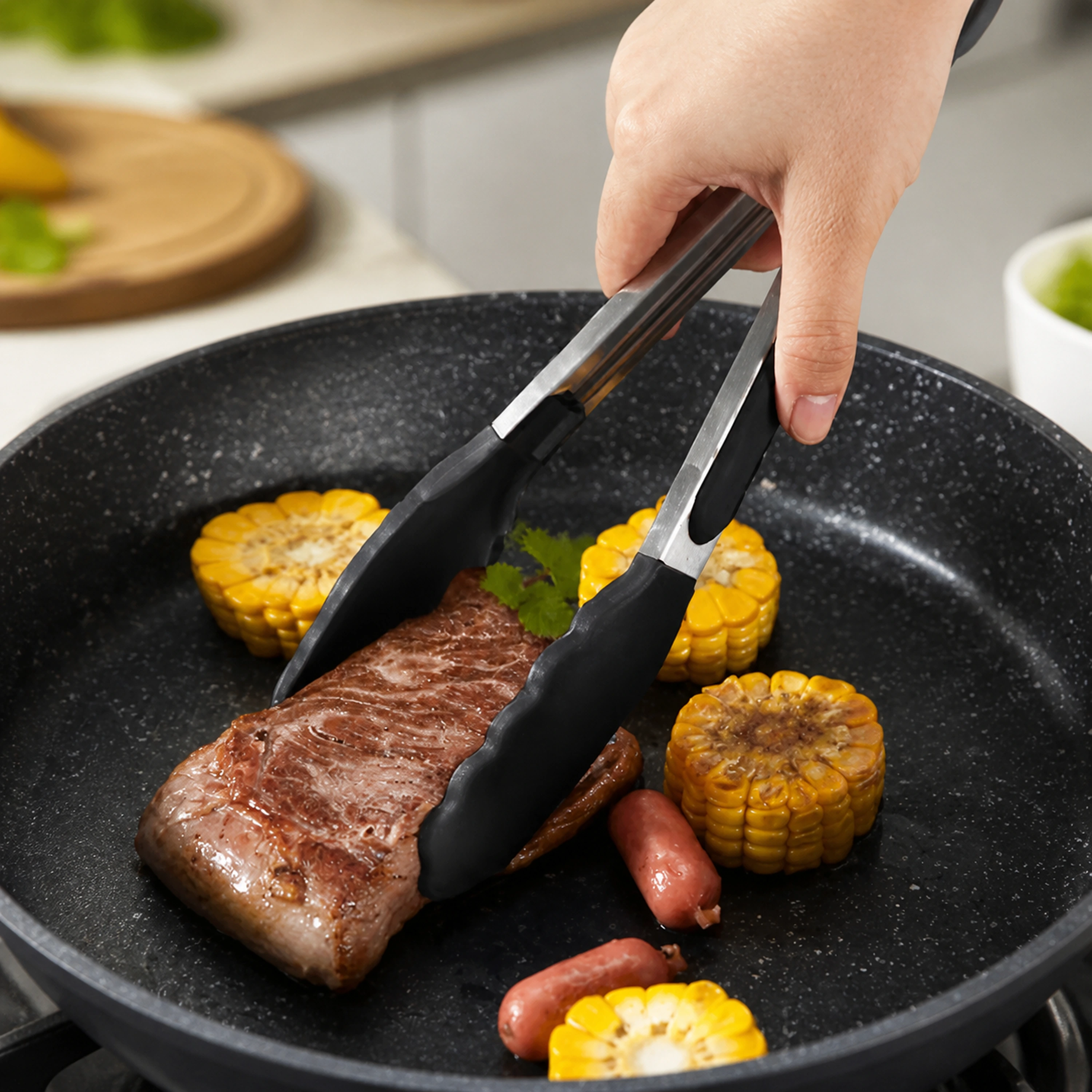 Pinzas silicona para alimentos cocina y BBQ 3 piezas image 1