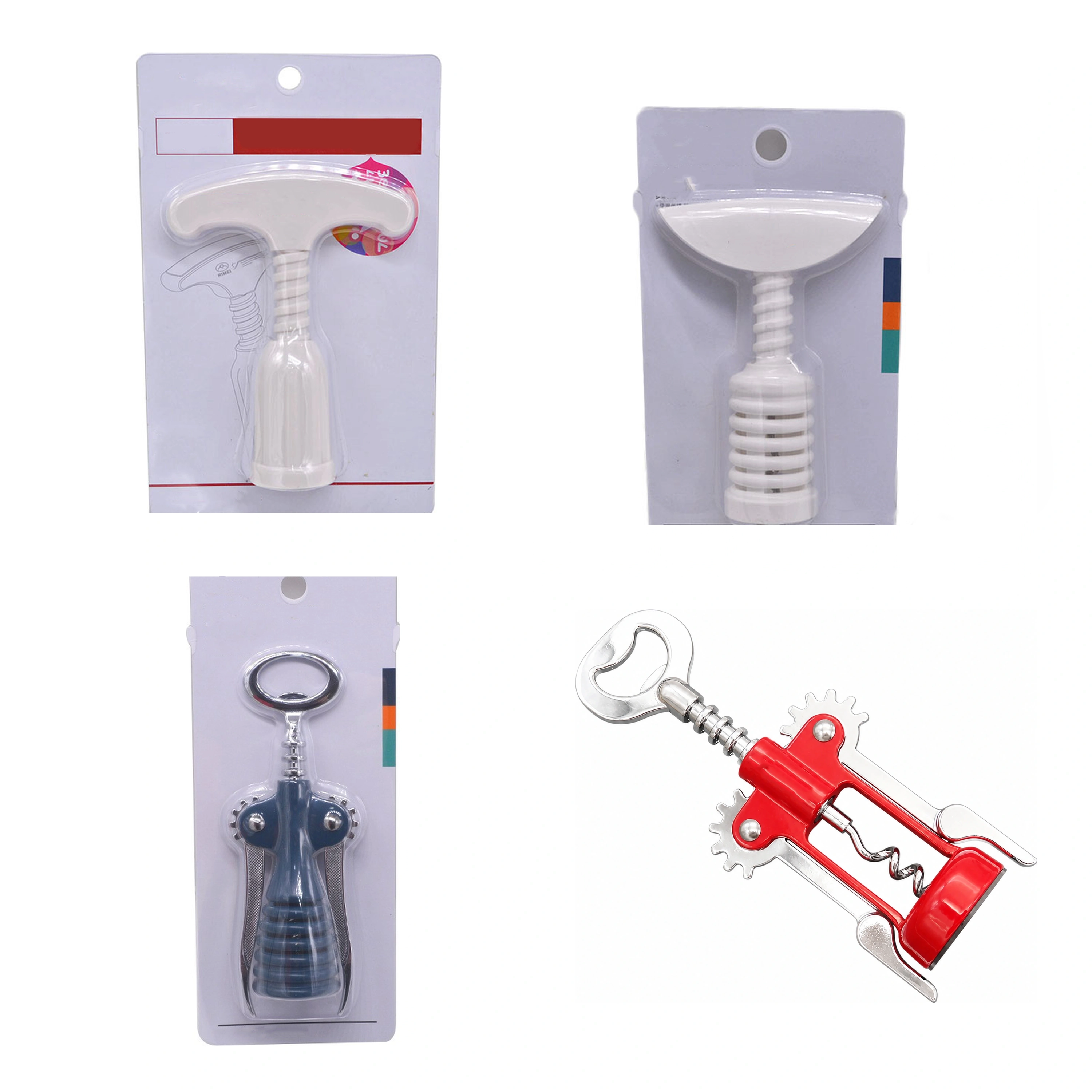 Sacacorchos de espiral de plástico abridor de botellas varios estilos para hogar y bar image 2