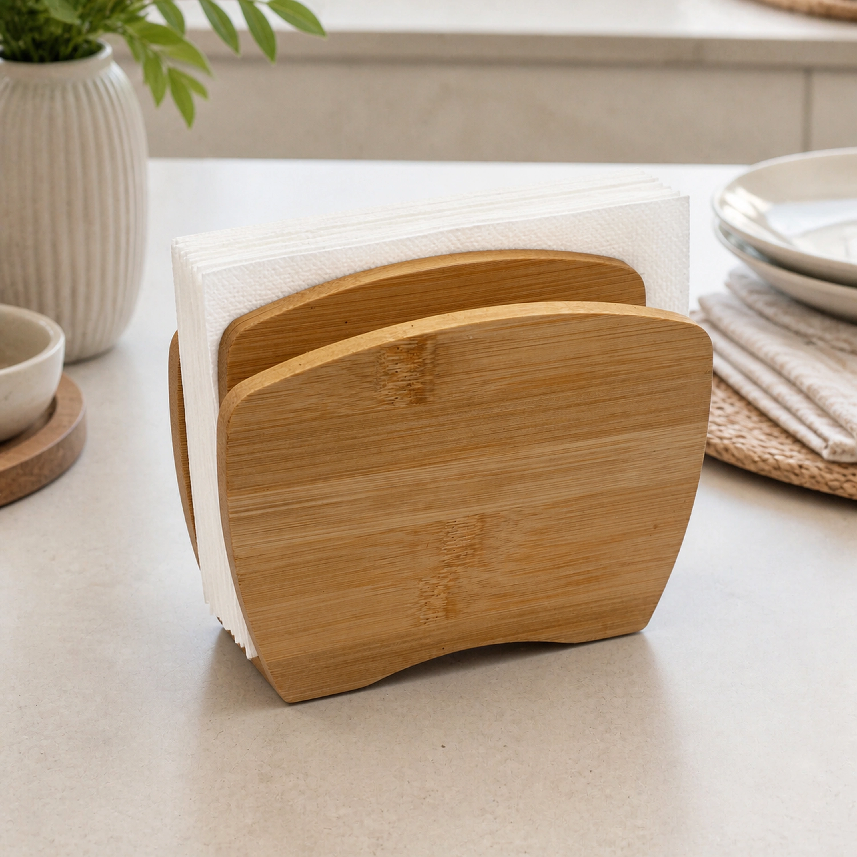 Portaservilletas de Bambu para Cocina 15x11x5cm