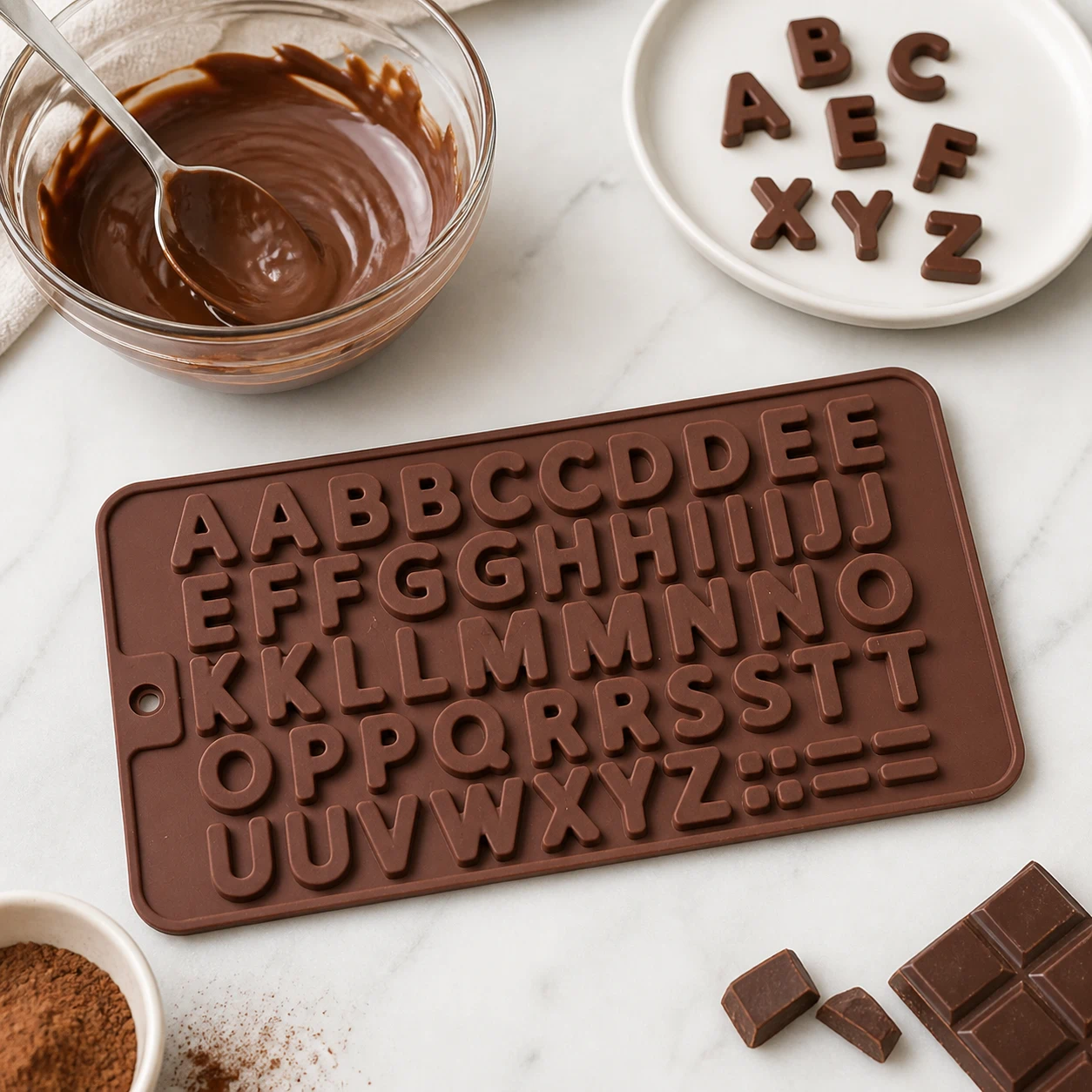 Molde de Silicona para Chocolate Letras 26 Cavidades 20.8x11.3cm