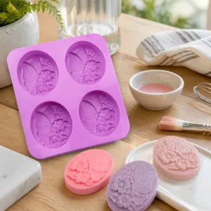 Molde de silicona 4 cavidades mariposa floral ovalado 18.2*16.5cm repostería