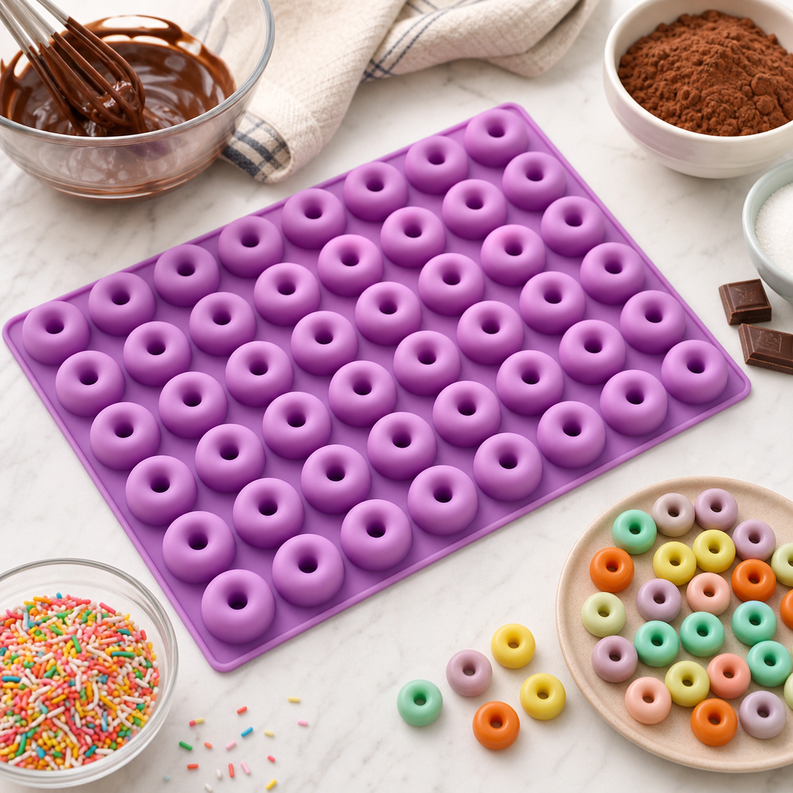 Molde de Silicona para Chocolate Dona 48 Cavidades 19.9x15.1cm