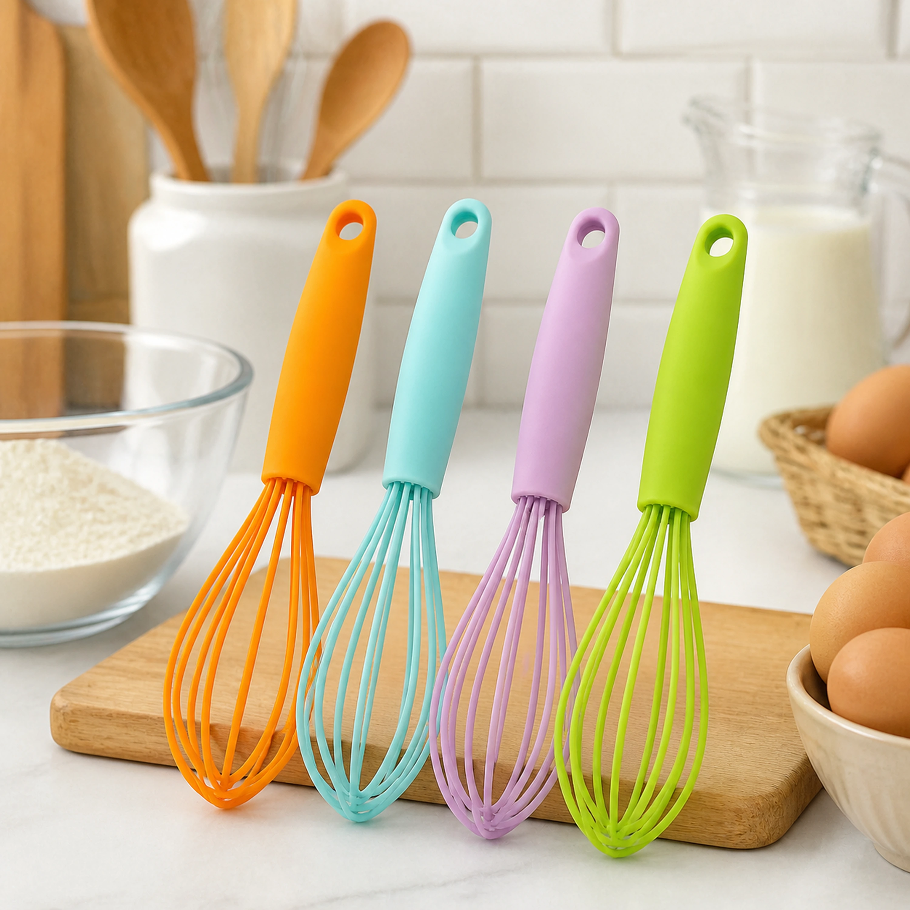 Batidor silicona manual huevo repostería cocina 10in