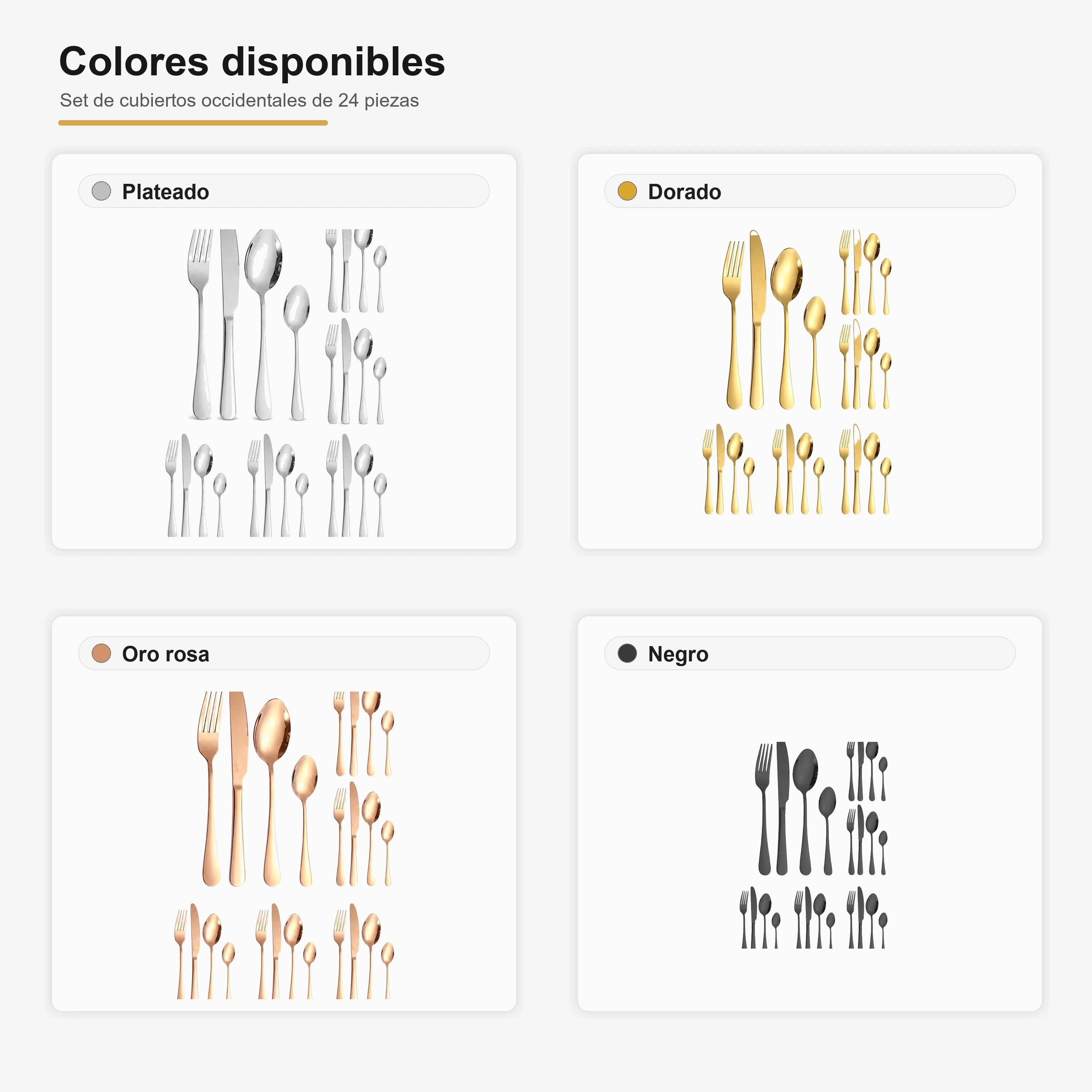 Juego de Cubiertos de Acero Inoxidable 24 Piezas Estuche Regalo