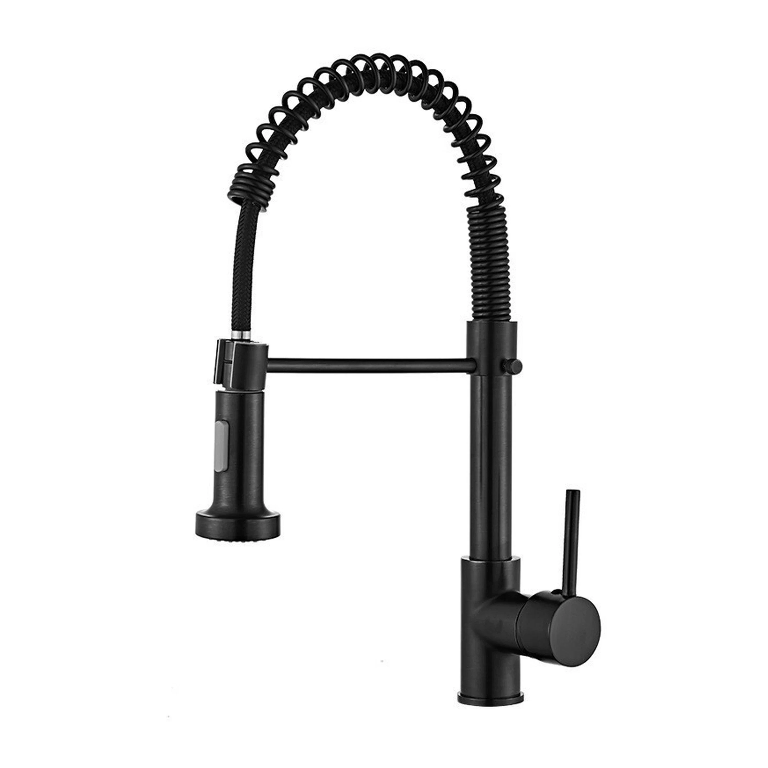 Grifo de Cocina con Resorte Extraíble de Acero Inoxidable Negro