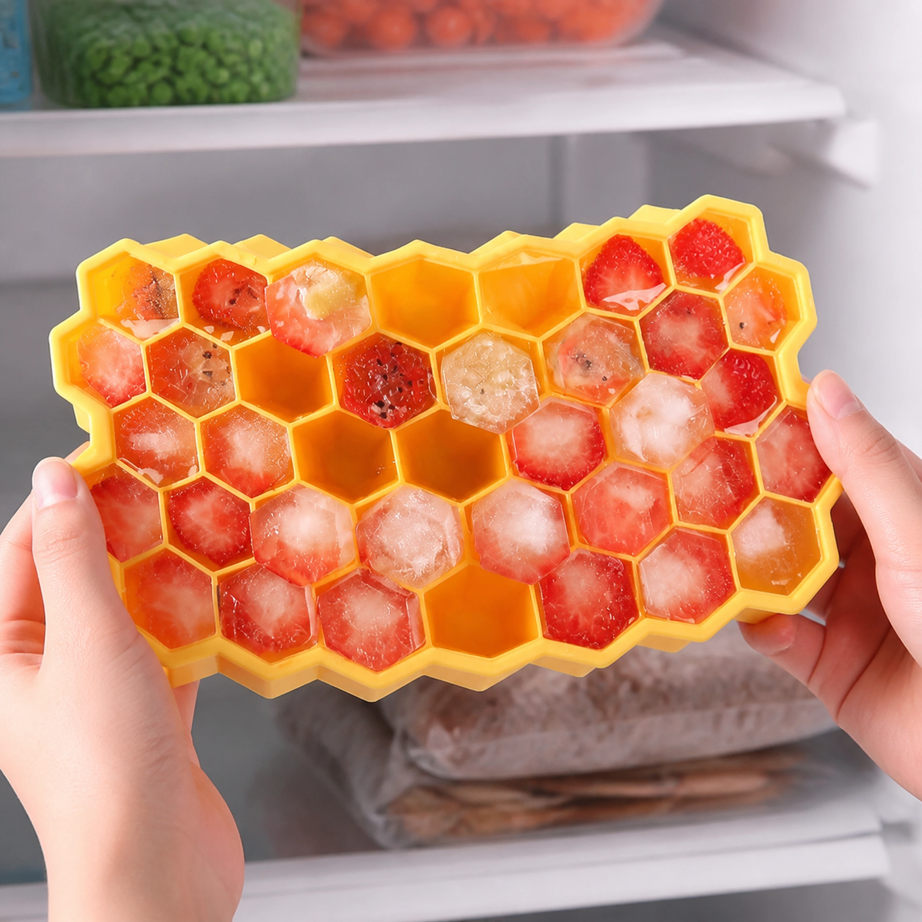 Molde silicona para hielo panal grande con tapa congelador image 1