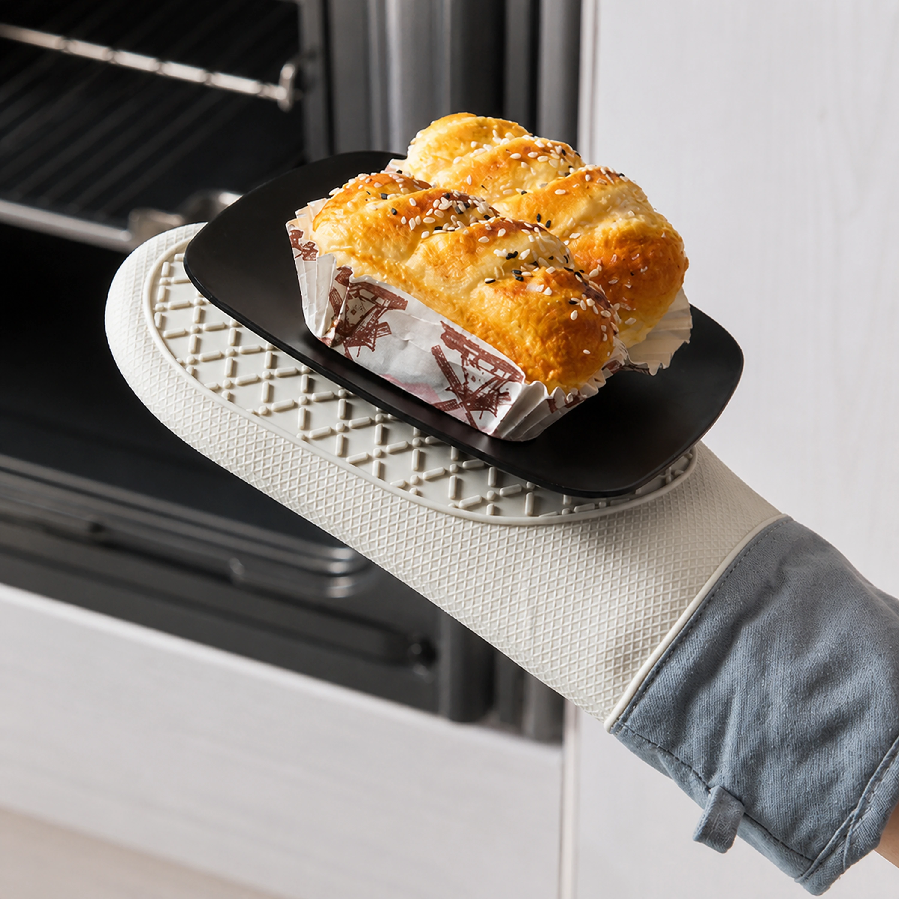 Guante silicona algodón resistente calor horno repostería