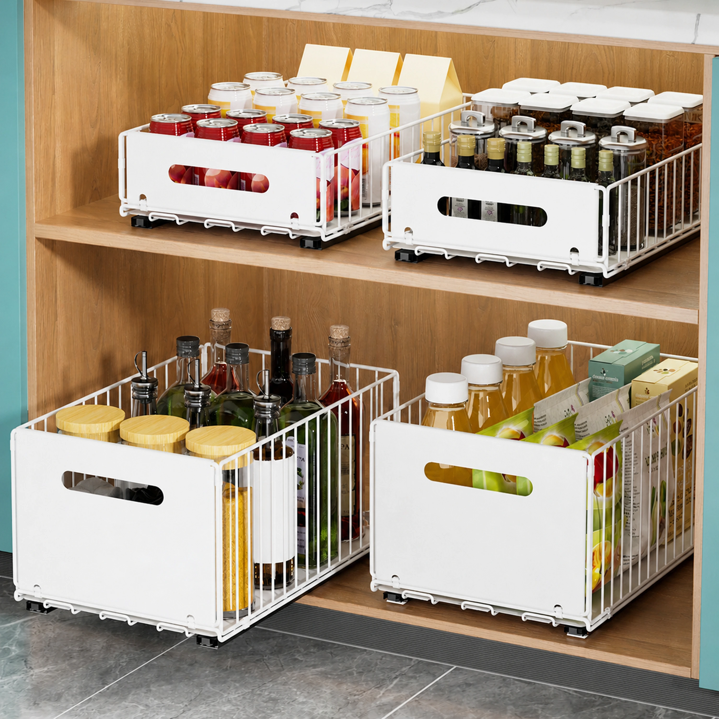 Organizador extraíble especias cocina gabinete profundo
