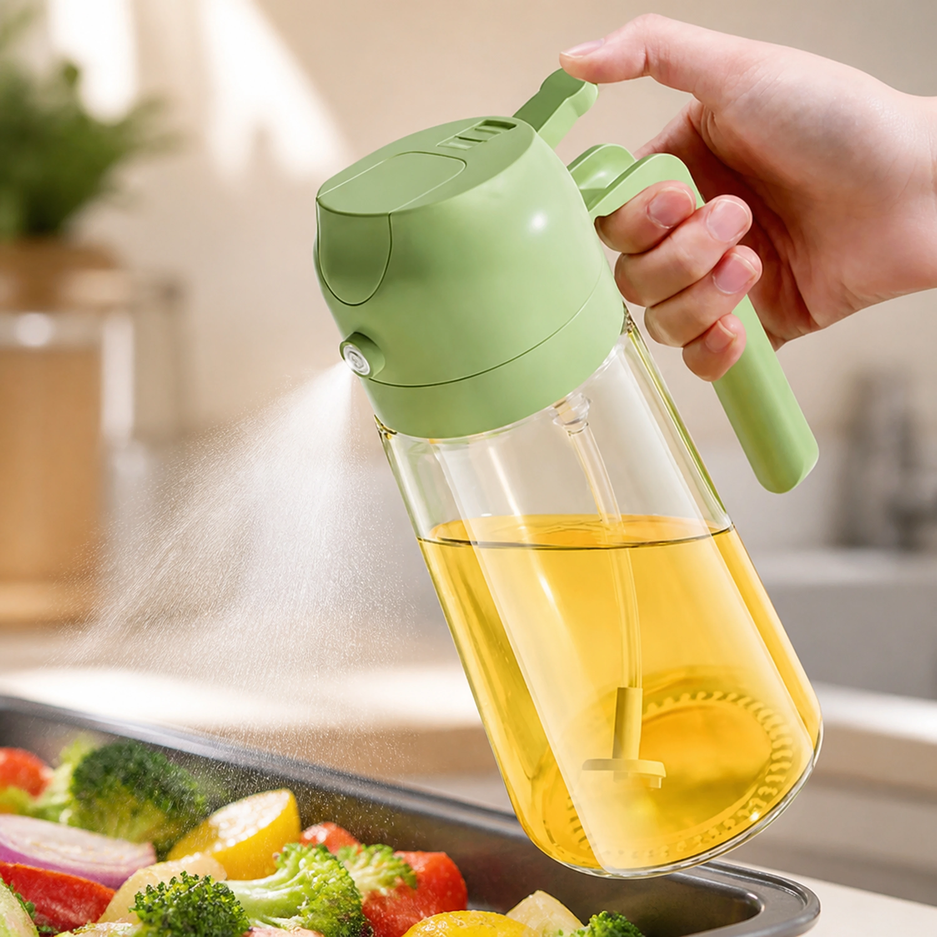 Aceitera spray y vertedor automático gran capacidad 630ml