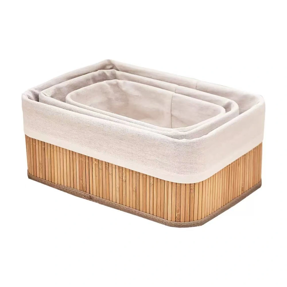 Caja de almacenamiento set de 3 piezas de bambú y tela no tejida para ropa