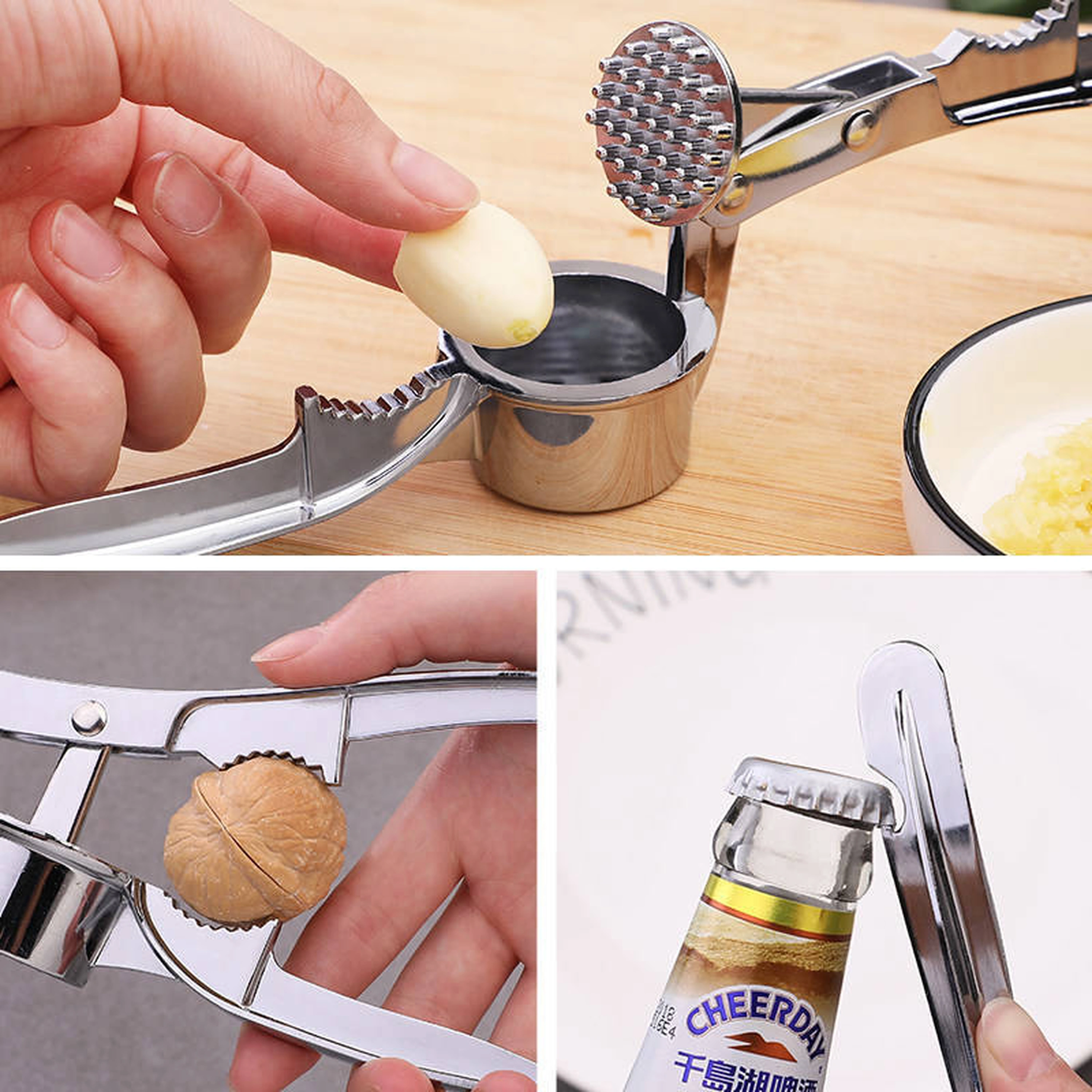 Prensa de Ajo de Zinc con Pelador para Cocina
