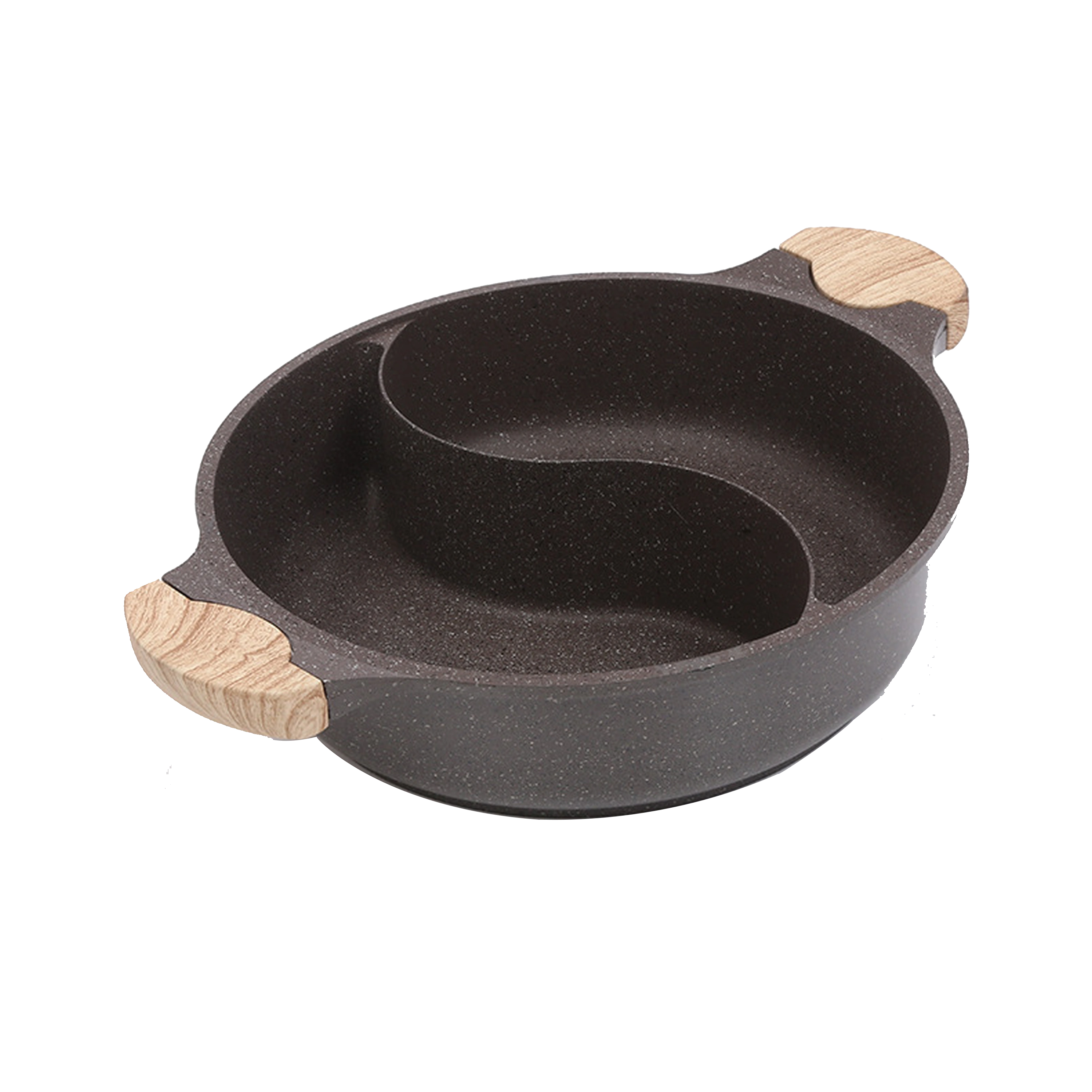 Olla Hot Pot de Aluminio con Tapa de Vidrio de Doble División