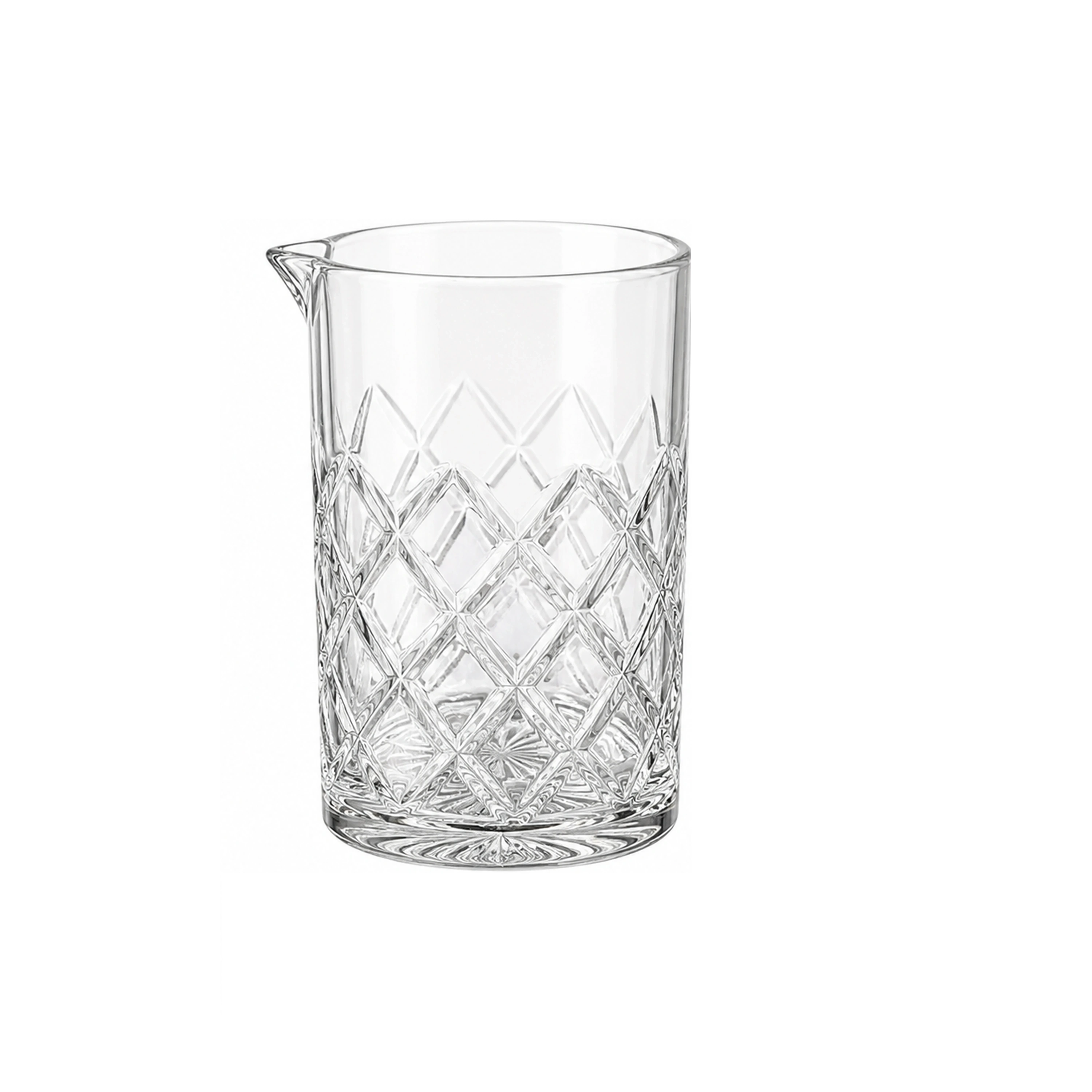 Vaso mezclador vidrio grabado para coctelería elegante