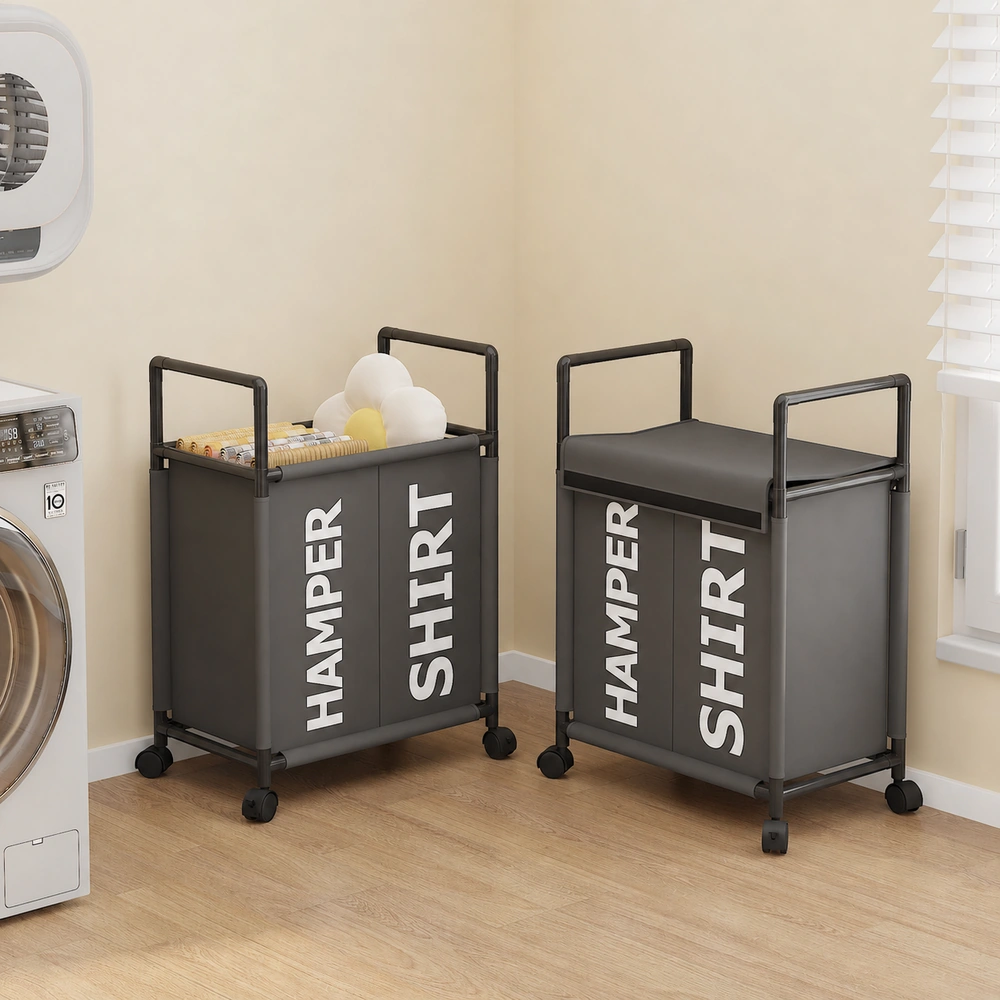 Cesto de ropa sucia 47×34×78.5 cm de hierro para baño image 1
