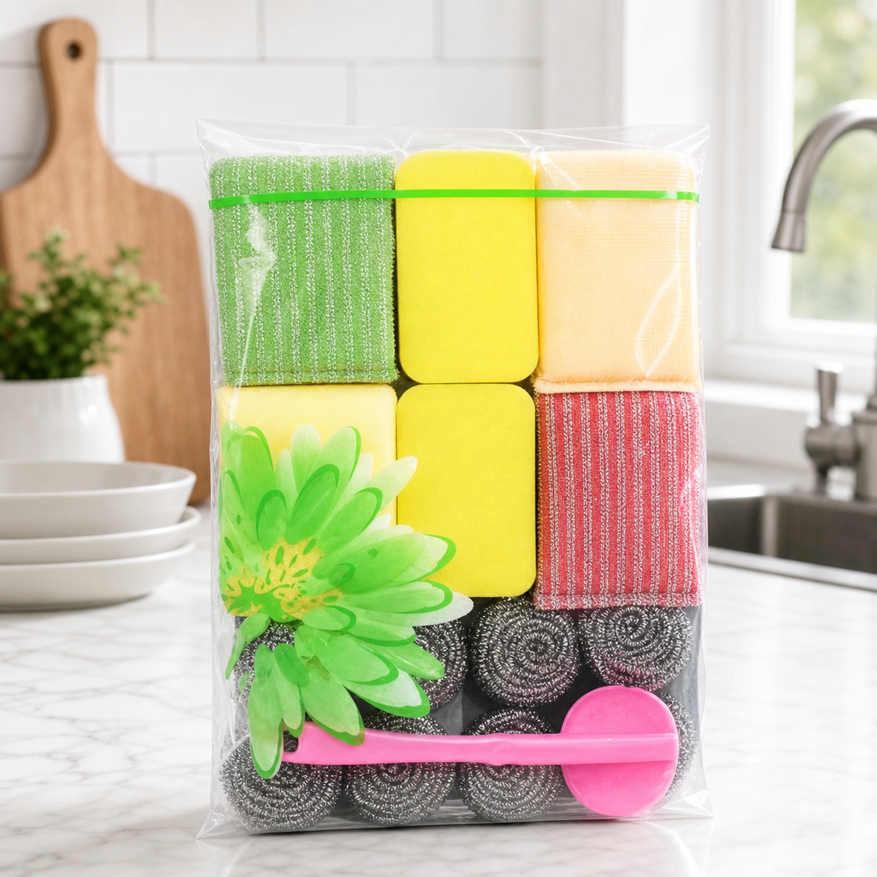 Juego de Esponjas y Estropajos para Limpieza de Cocina 19 Piezas