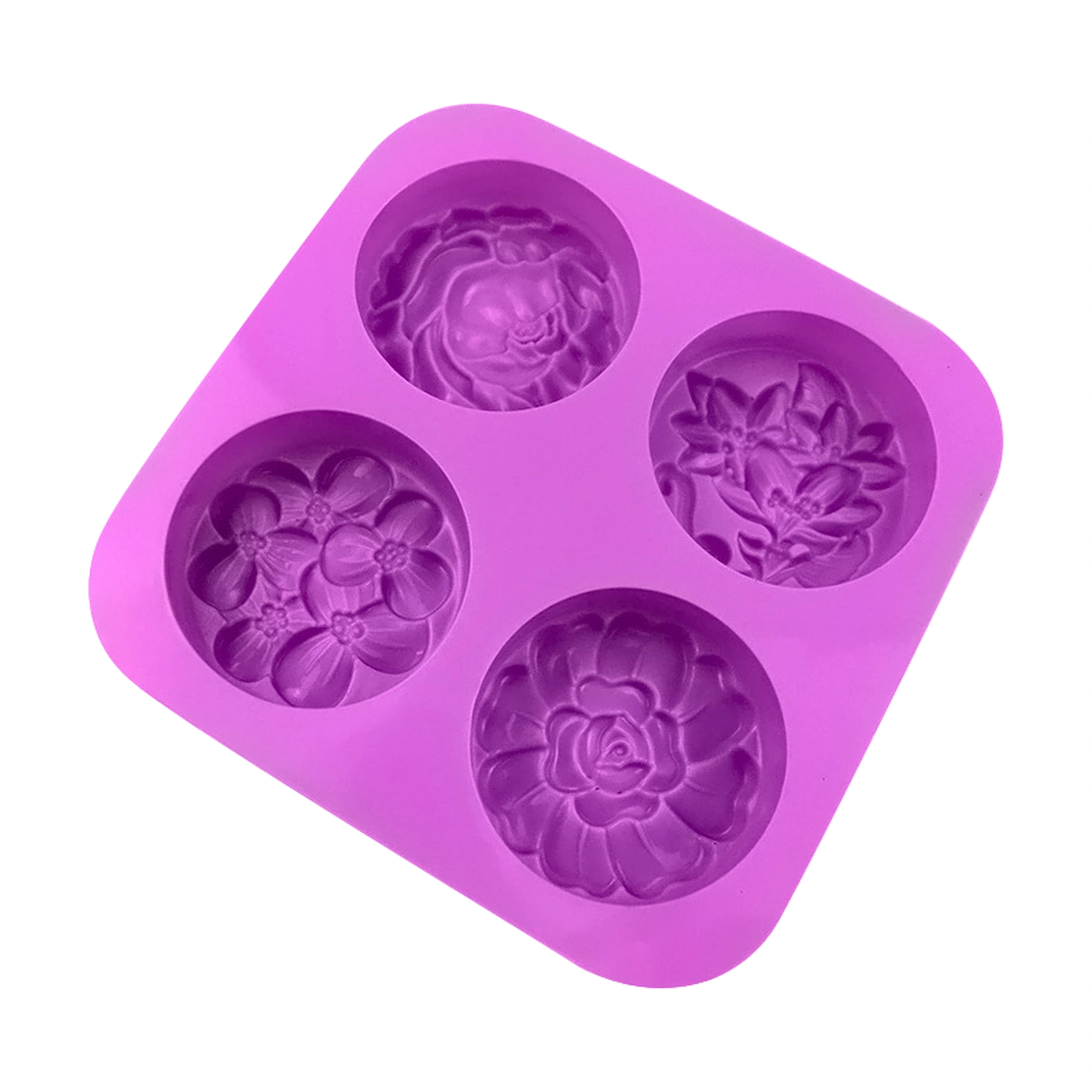 Molde de silicona 4 cavidades flores 16.8*16.8cm repostería image 2