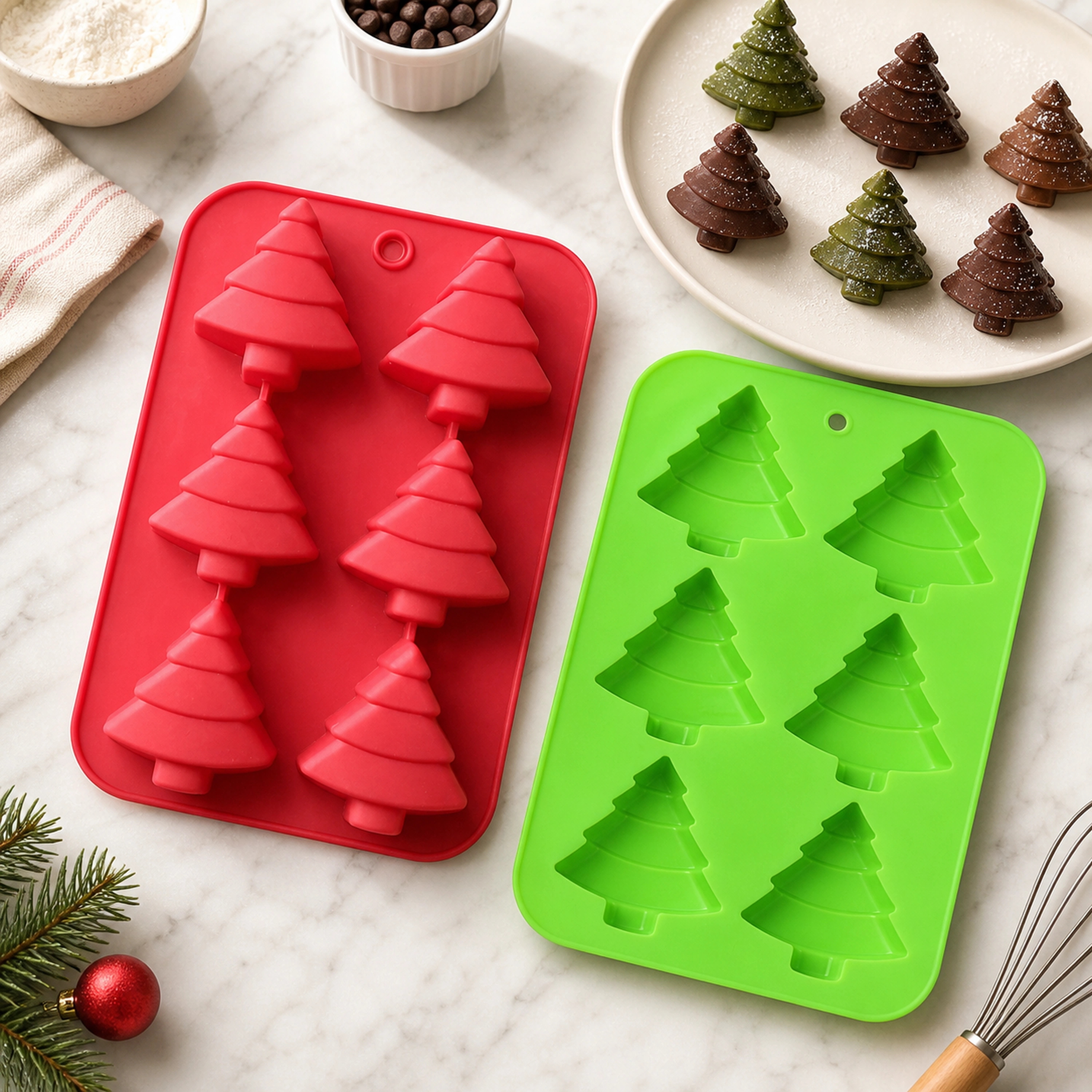 Molde de Silicona para Navidad Arbol 6 Cavidades 25x17.5cm