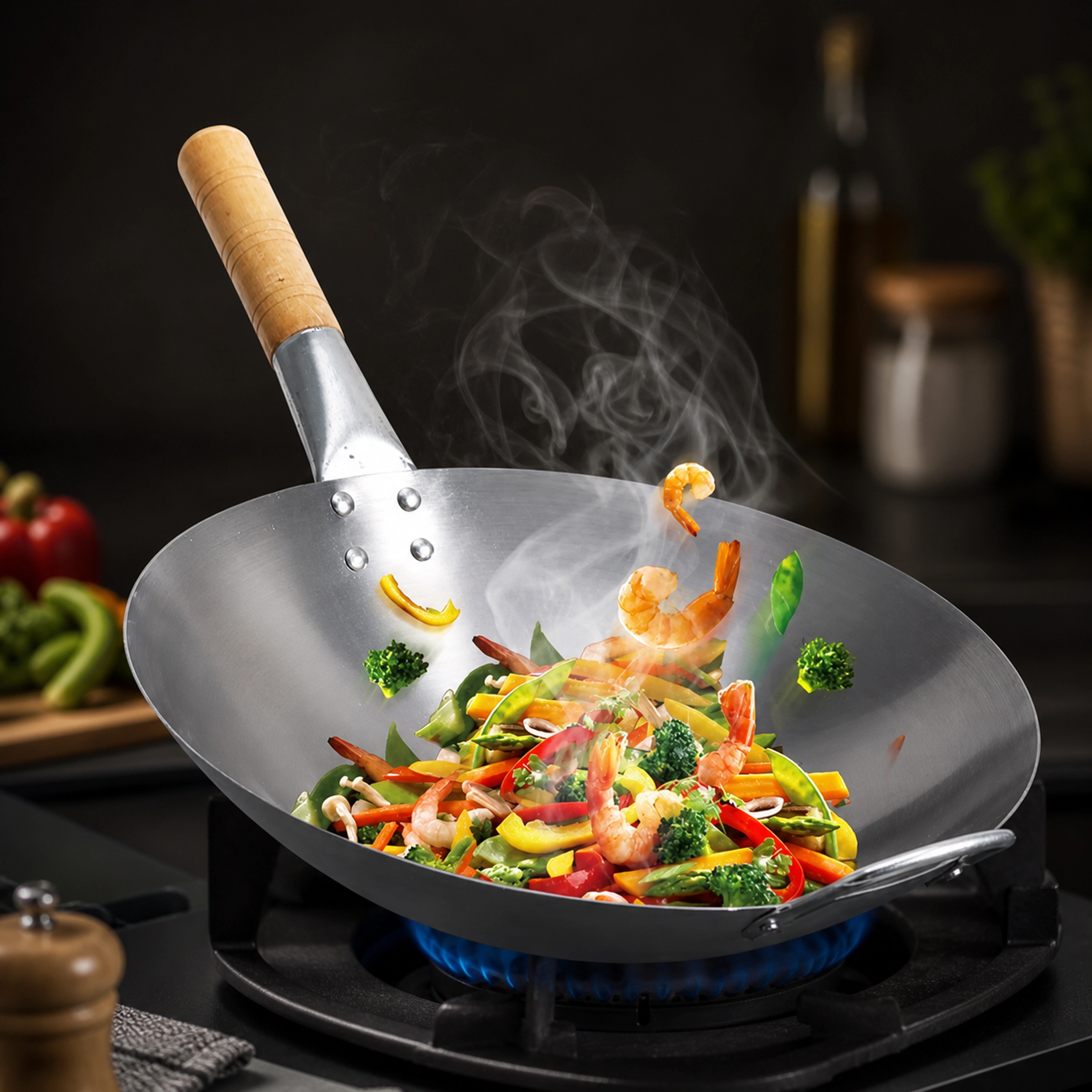 Wok de Hierro Tradicional sin Recubrimiento 34cm