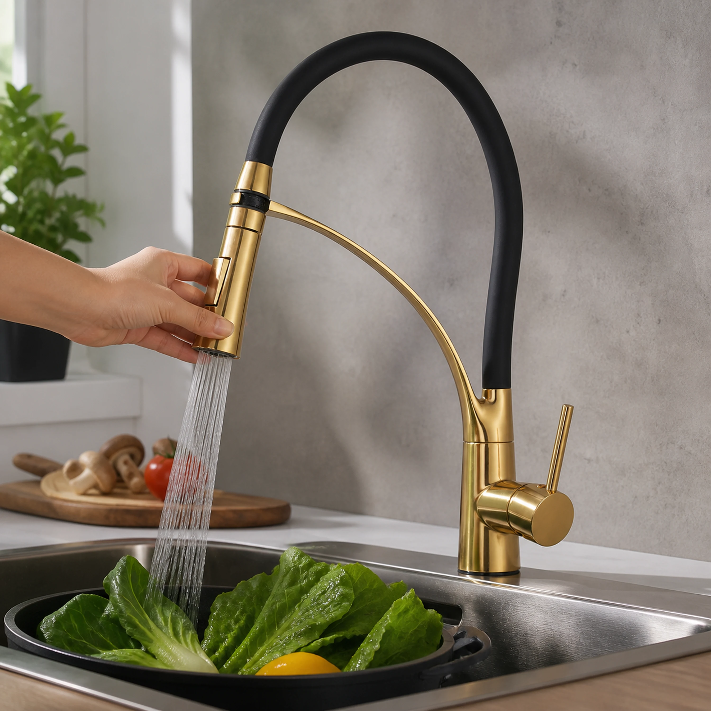 Grifo de Cocina 3 en 1 Giro 360 con Núcleo de Cobre