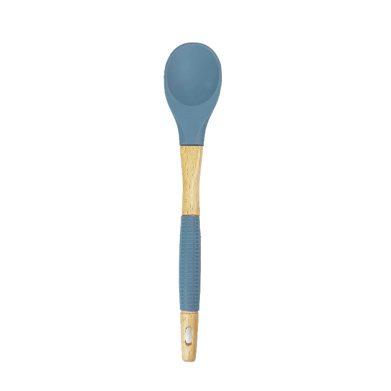 Set utensilios silicona mango madera cocina soporte 15 piezas image 3