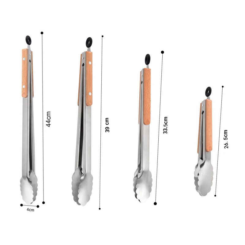 Pinza de Alimentos Multitamaño Haya + Acero 430 Color Madera