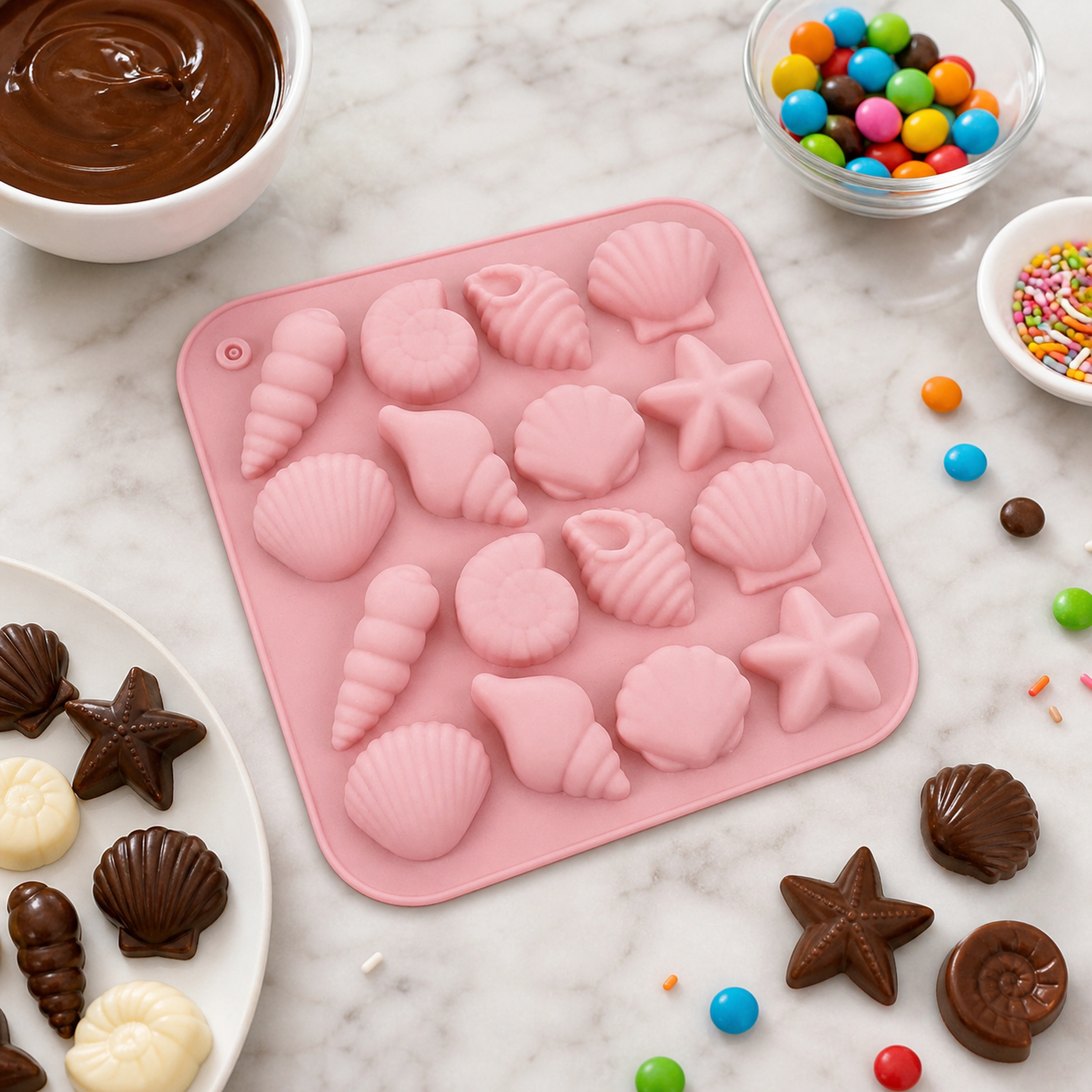 Molde de Silicona para Chocolate Marinos 16 Cavidades 17.5x16cm