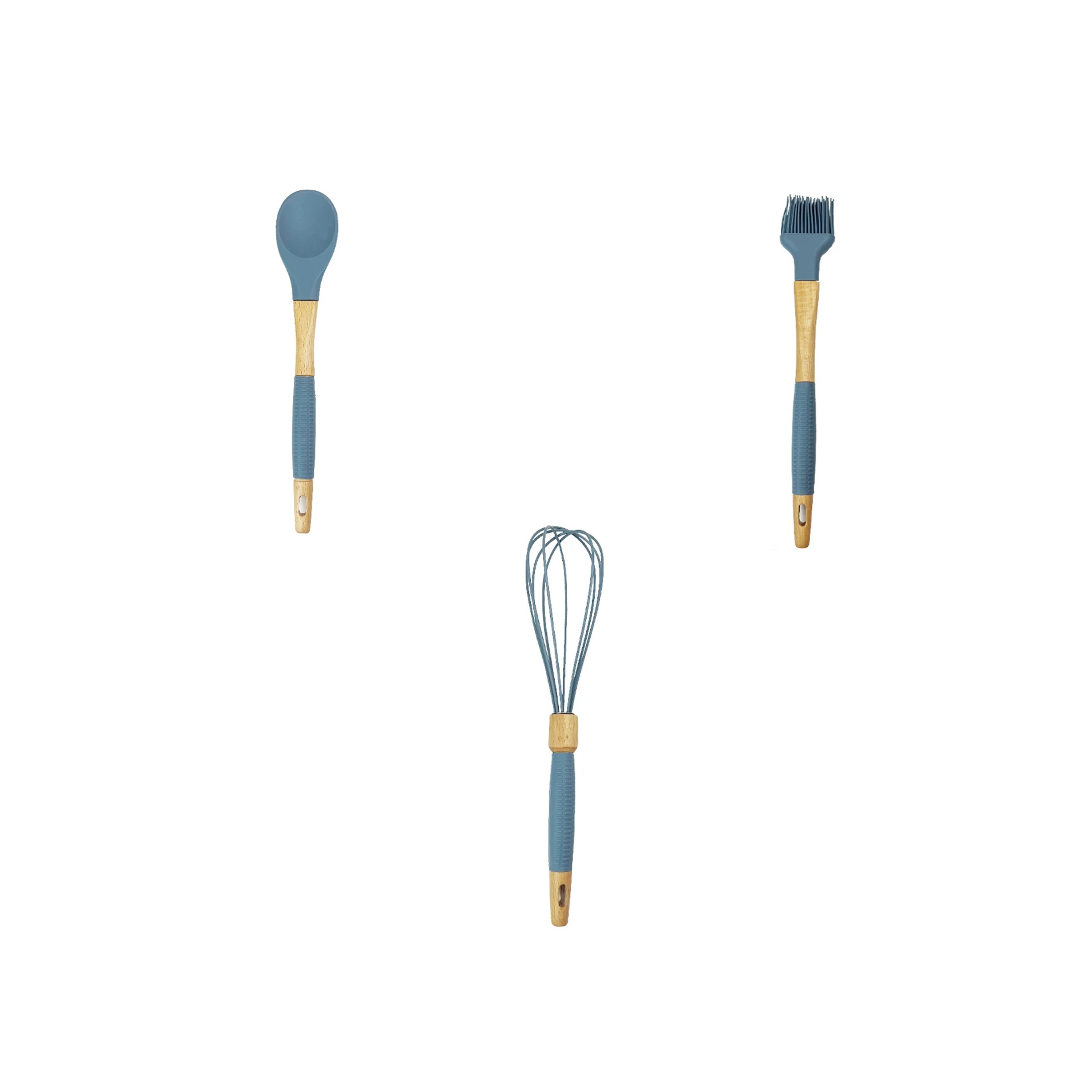 Set utensilios silicona mango madera cocina soporte 15 piezas image 2