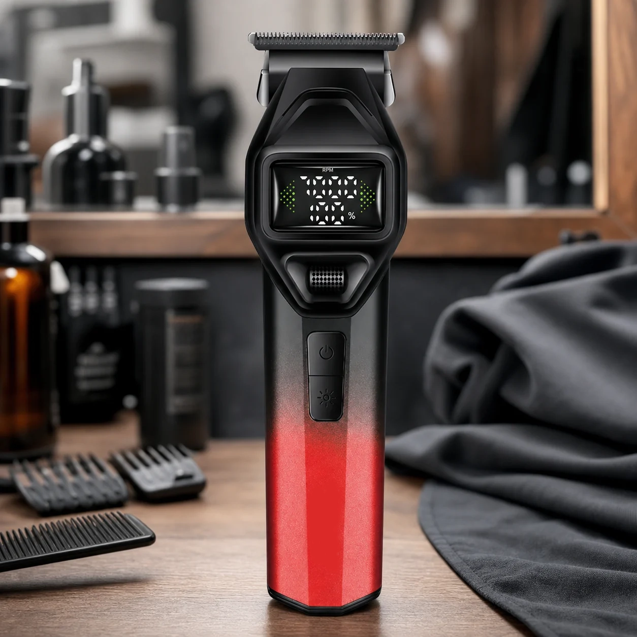 Cortadora de Cabello Eléctrica con Pantalla Digital para Degradado Plástico y Metal
